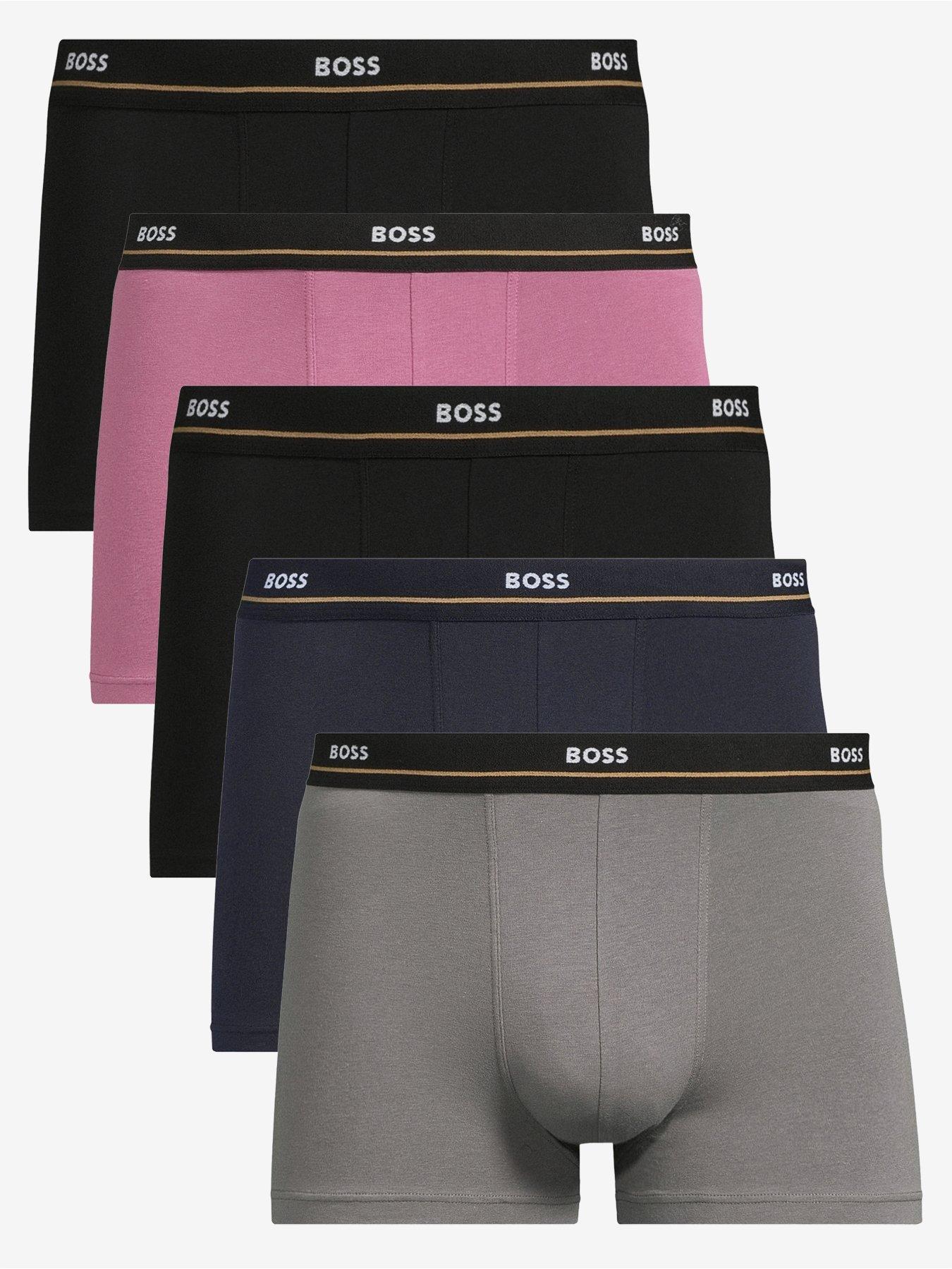 boss-5-pack-essential-waistband-trunks--blackredkhaki