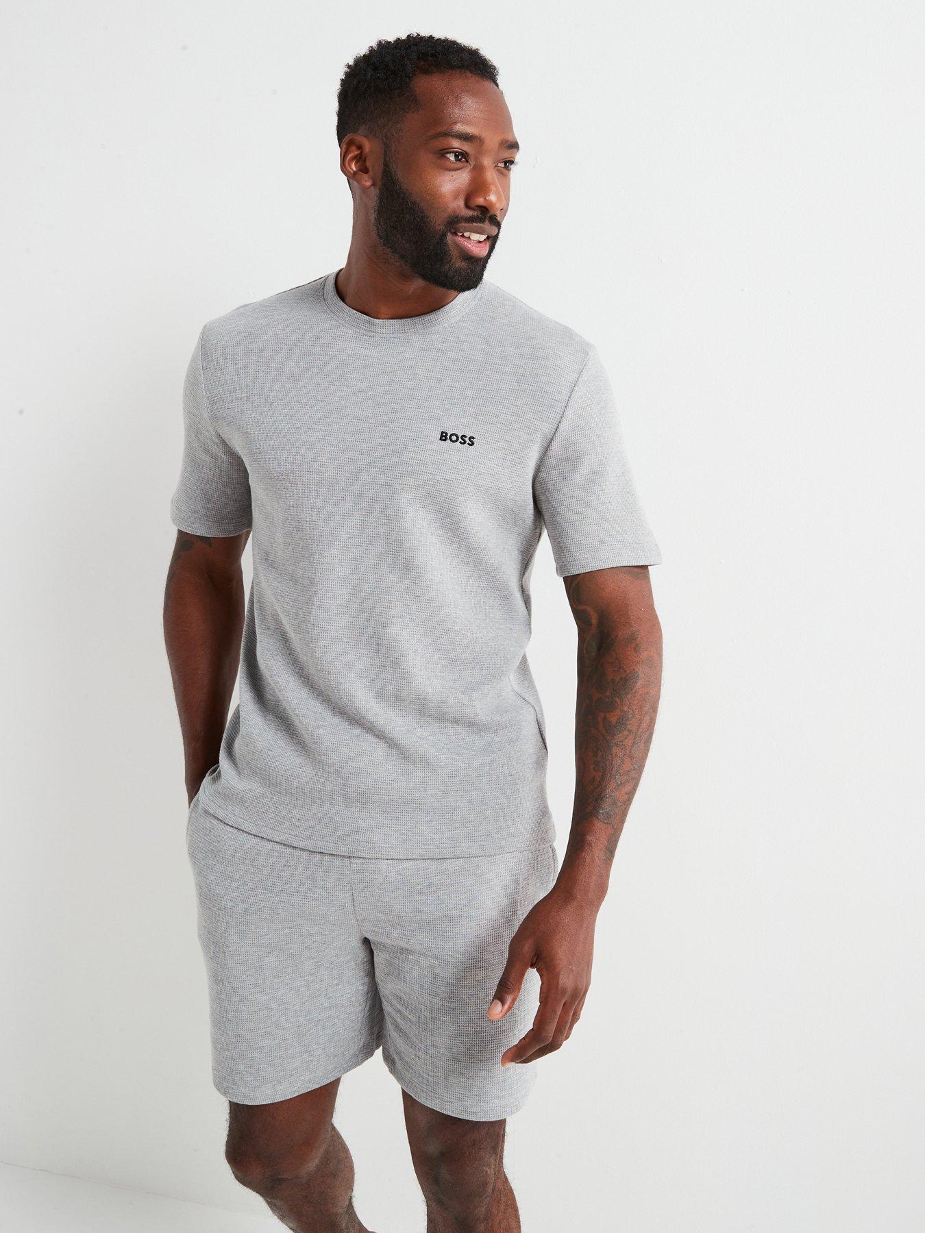 boss-regular-fit-waffle-loungewear-t-shirt--grey