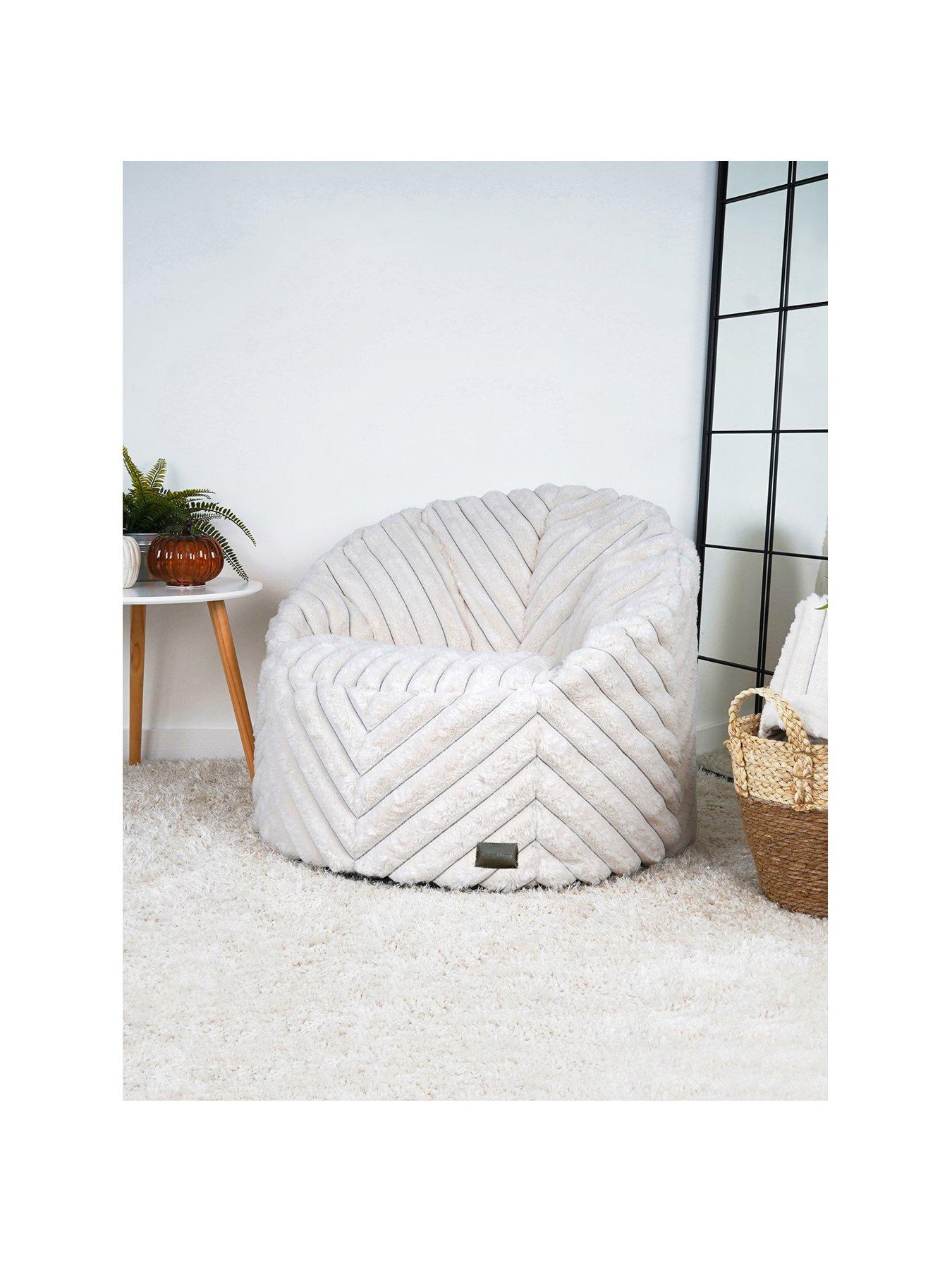 rucomfy-ribbed-faux-fur-beanbag-chair--ivoryfront