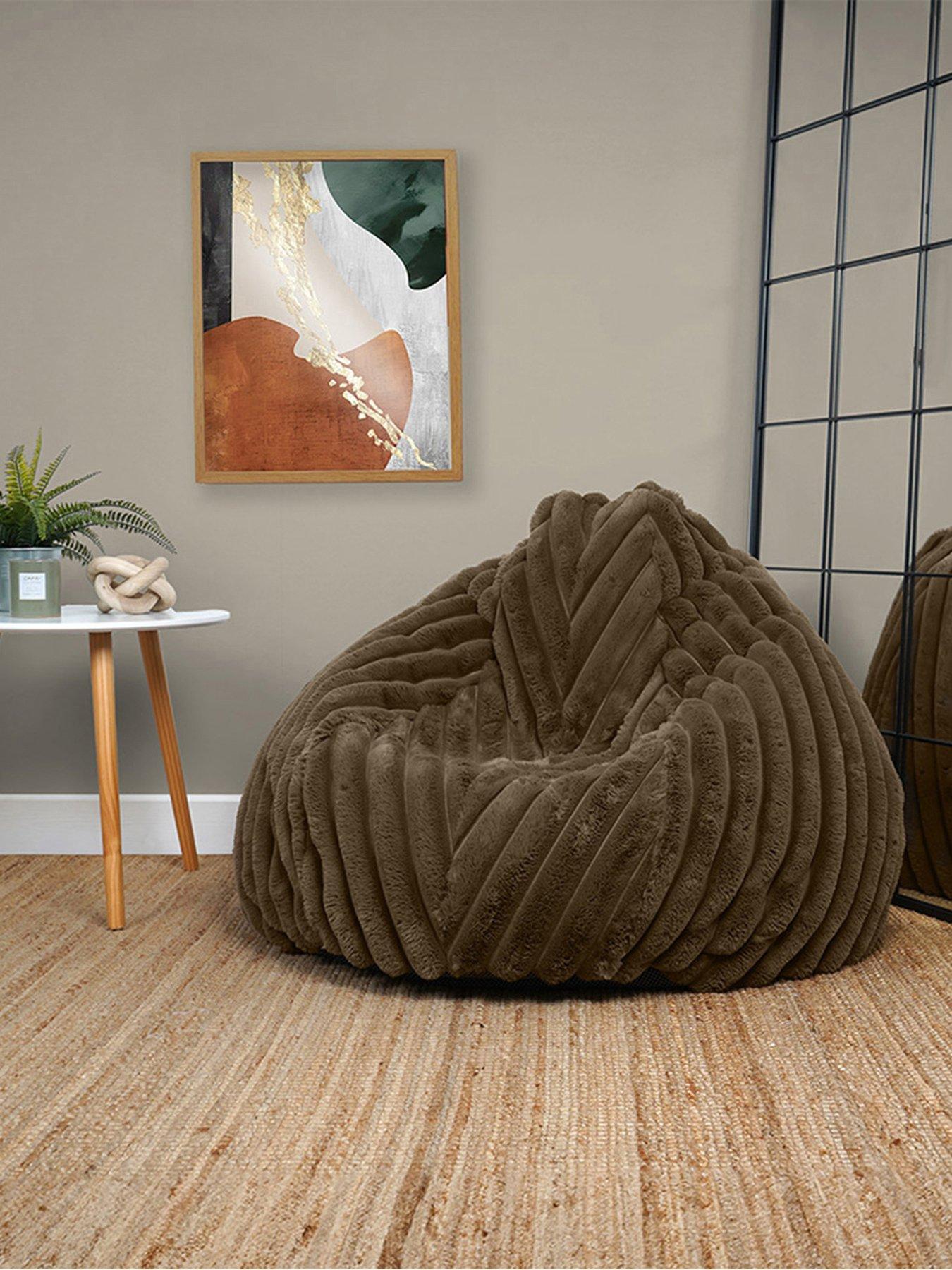 rucomfy-ribbed-faux-fur-beanbag--chocolatefront