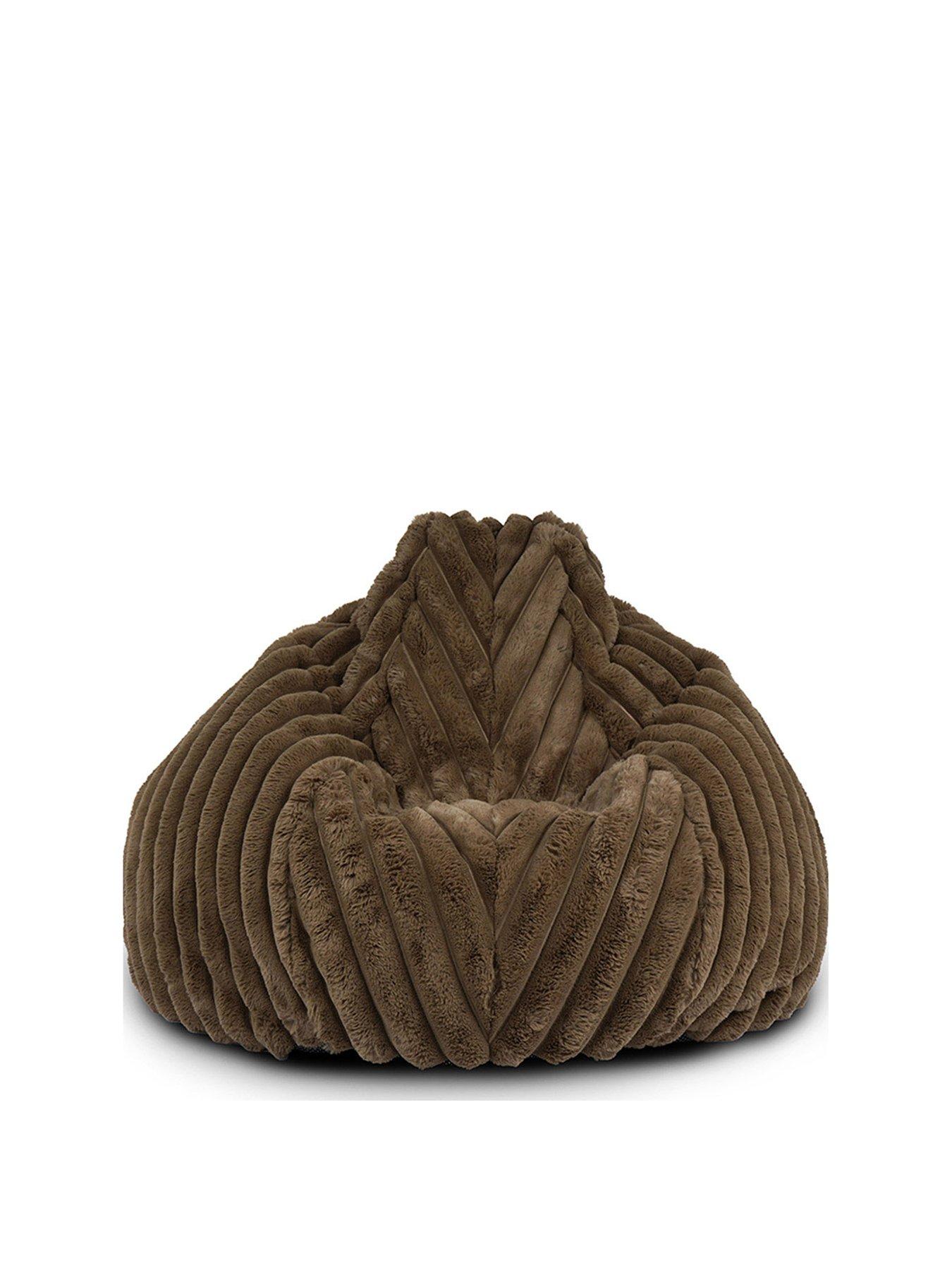 rucomfy-ribbed-faux-fur-beanbag--chocolatestillFront