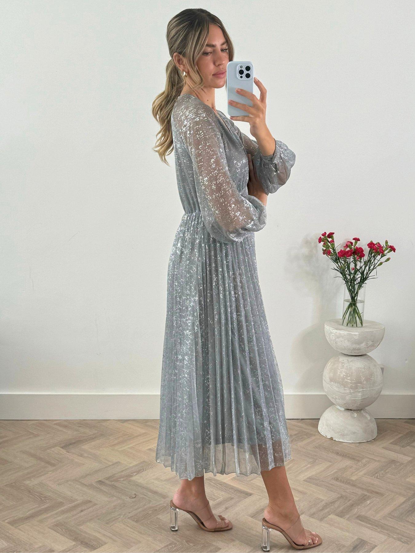 style-cheat-dannica-metallic-long-sleeve-midaxi-dress-silveroutfit