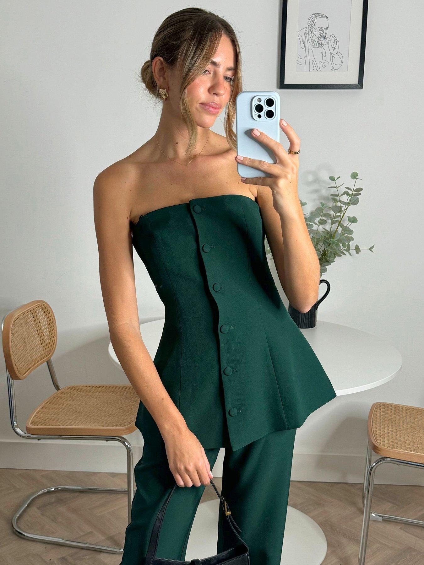 Image of Style Cheat Strapless Waistcoat - Forest - Green