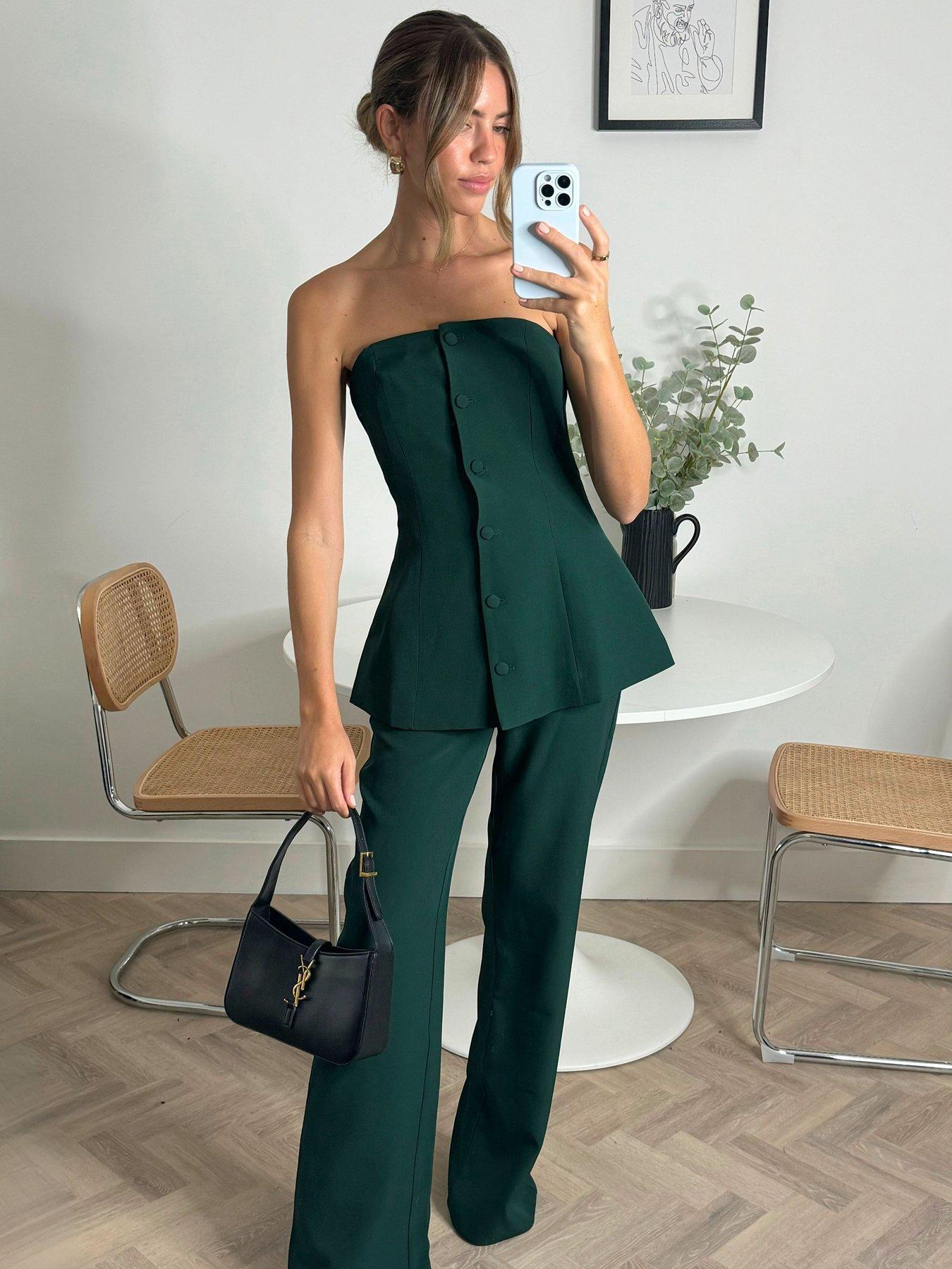 style-cheat-strapless-waistcoat-forest-greenstillFront