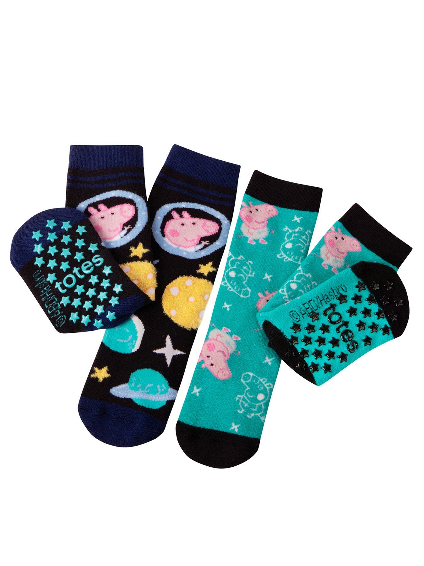 TOTES TOTES2pk Original George Pig Slipper Sock - Multi
