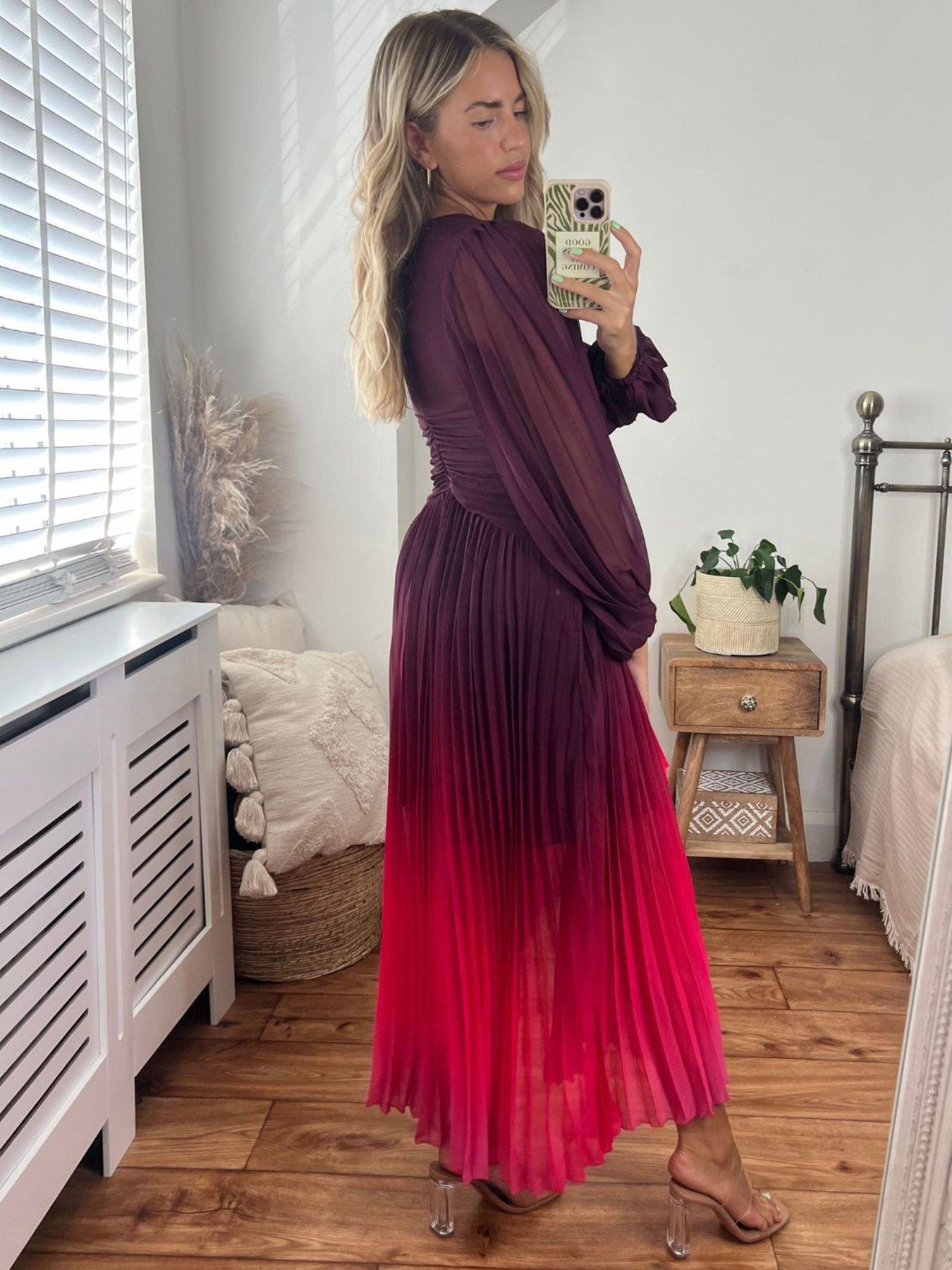 style-cheat-ombre-balloon-sleeve-pleated-maxi-dress-multistillFront