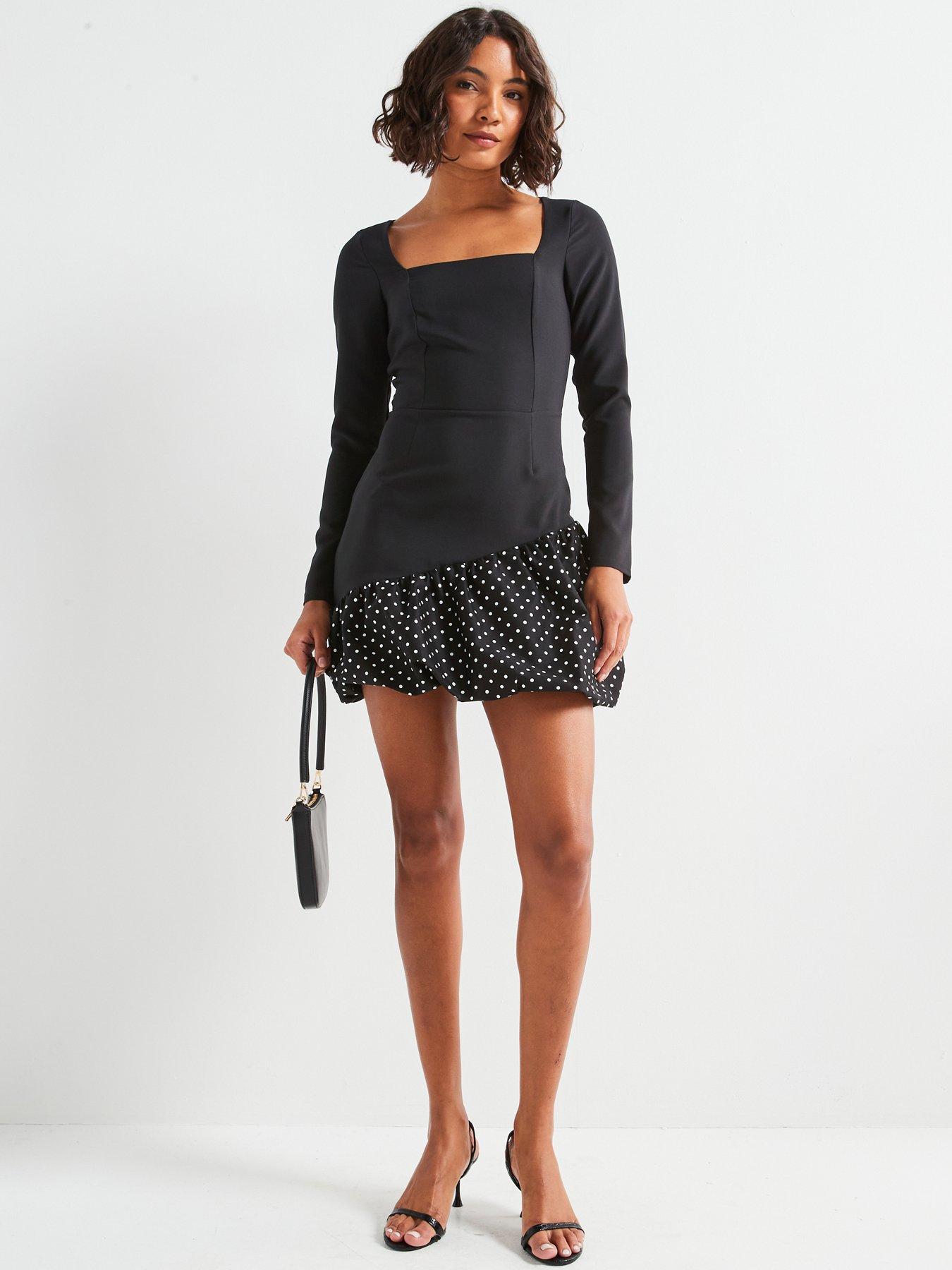 v-by-very-polka-dot-puff-ball-mini-dress-blackback