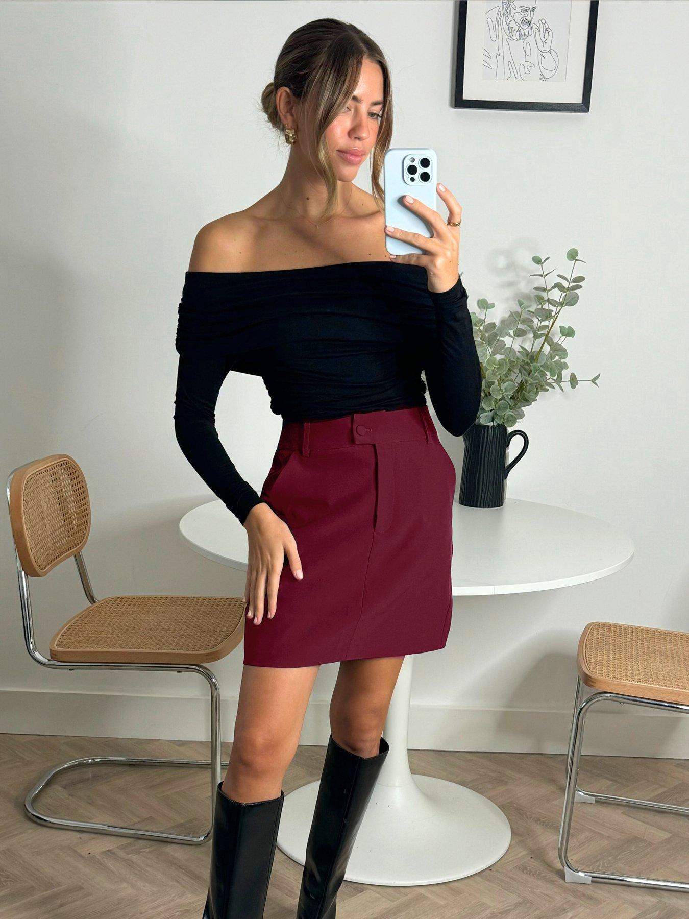Image 3 of 4 of Style Cheat Tailored Mini Skirt - Mulberry