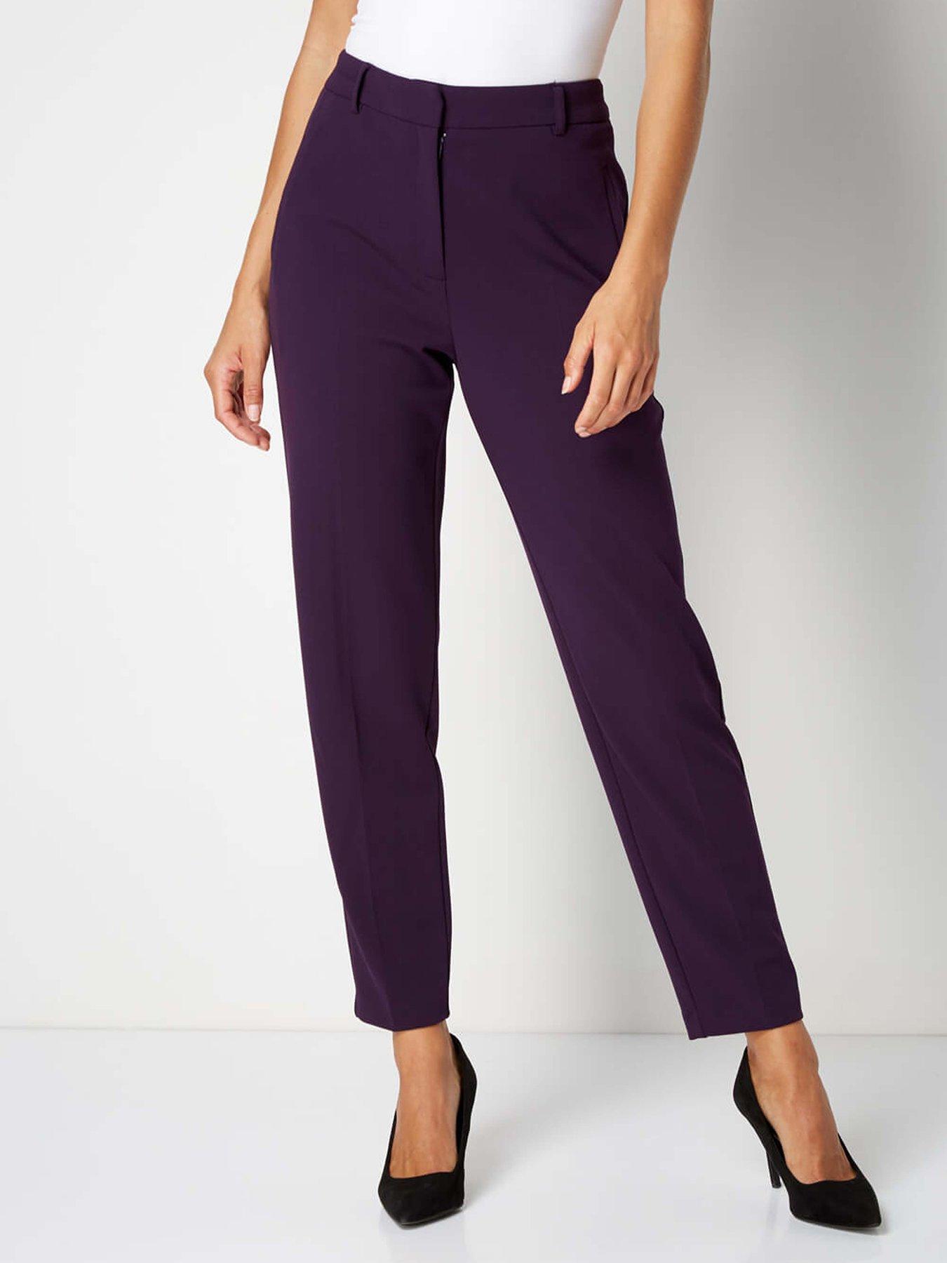 Roman Short Straight Leg Stretch Trouser - Plum