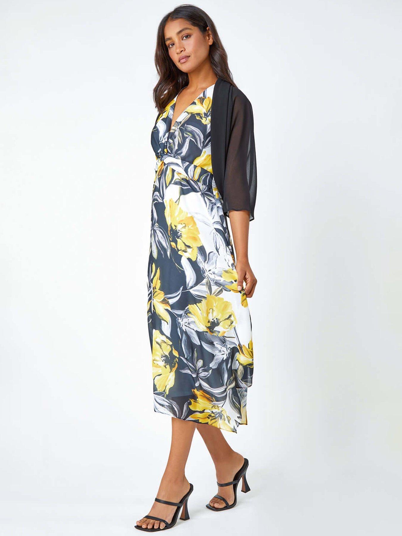 Roman Ruched Hem Chiffon Bolero - Black