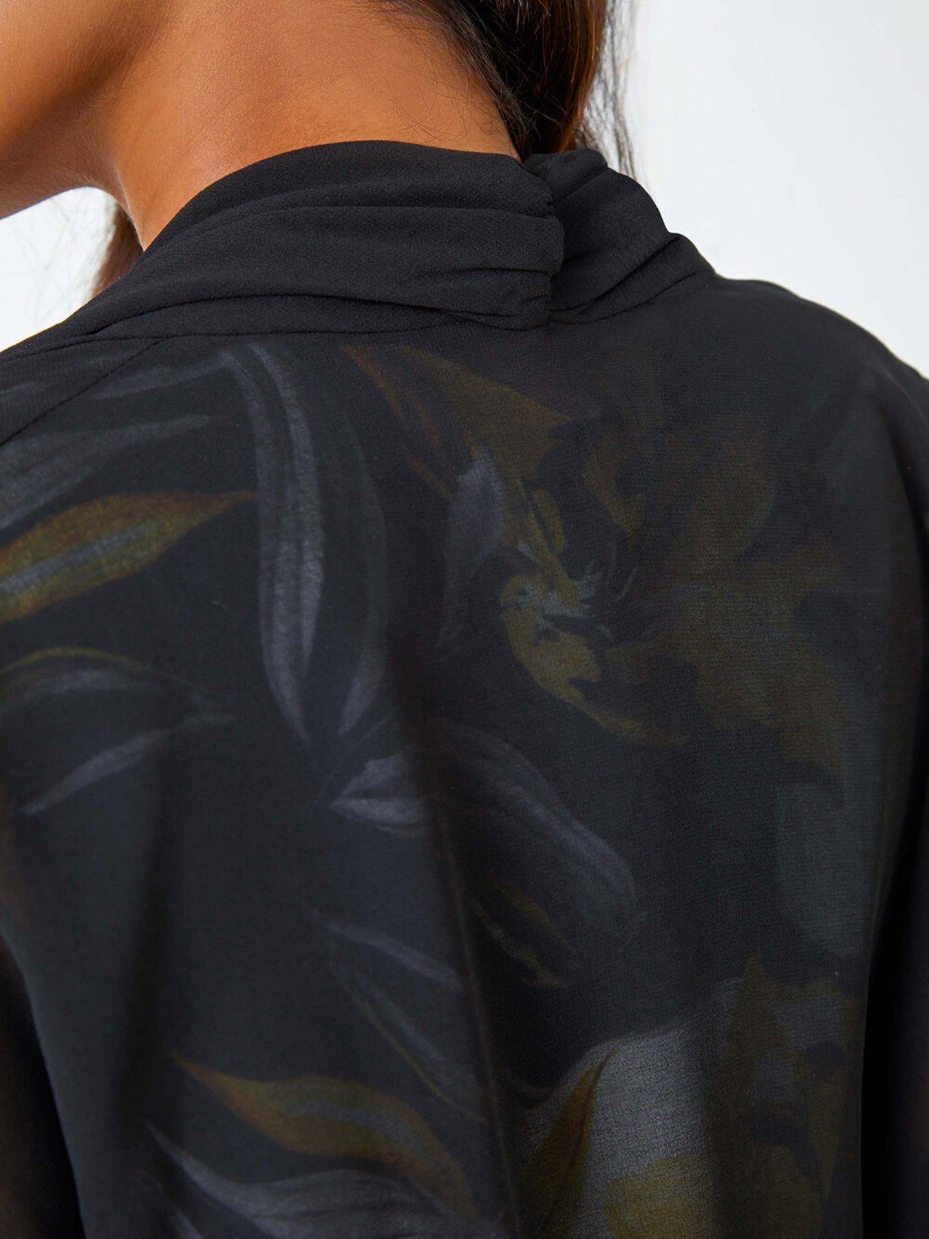 Image 5 of 5 of Roman Ruched Hem Chiffon Bolero - Black