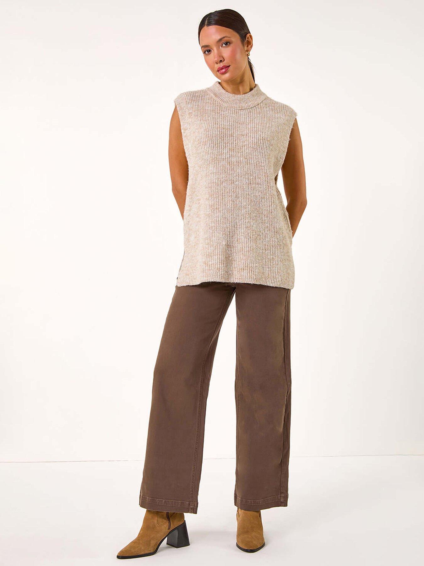 Image 3 of 5 of Roman Cotton Blend Wide Leg Stretch Jeans - Chocolate