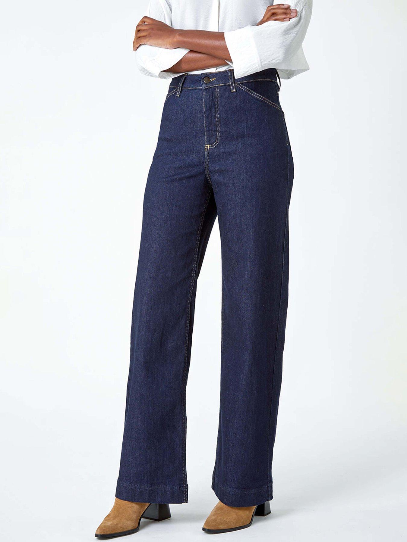 Roman Wide Leg Stretch Denim Jeans - Indigo