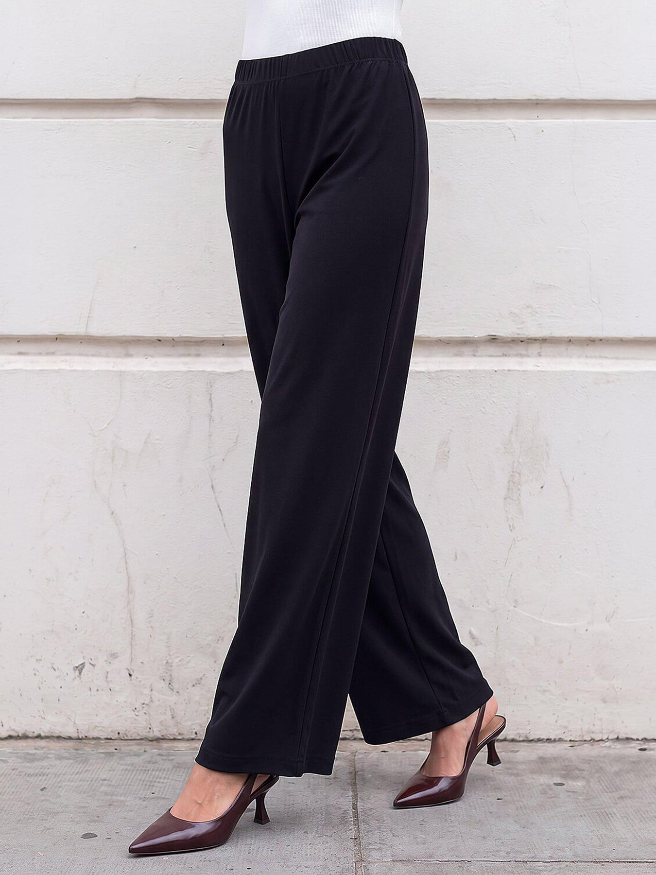 Roman Petite Wide Leg Stretch Trouser - Black