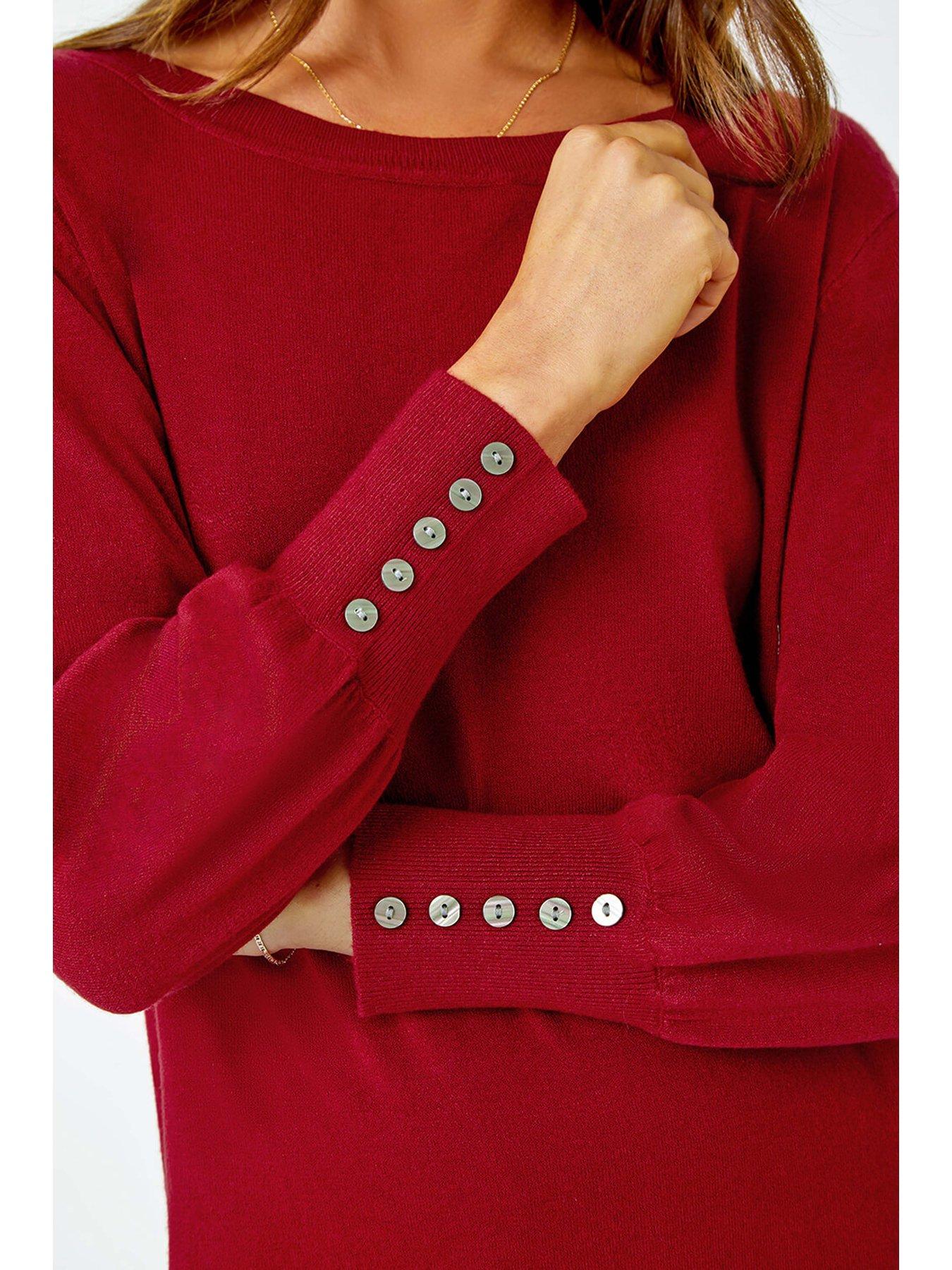 roman-button-detail-knitted-jumper-dress-reddetail