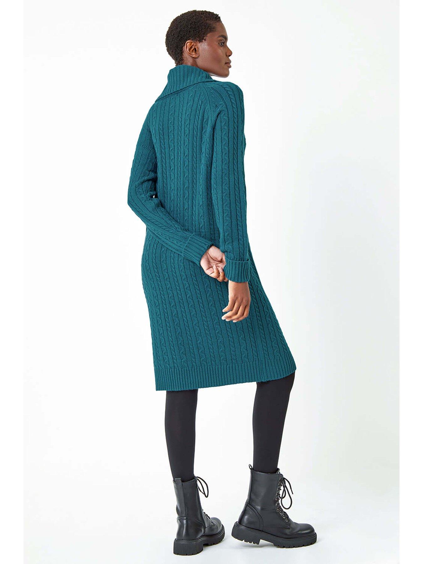 roman-roll-neck-knitted-jumper-dress-tealstillFront