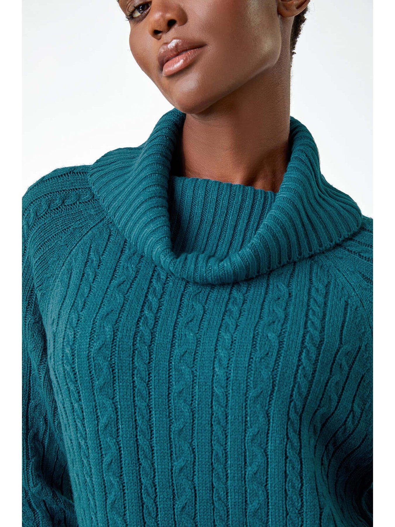 Roman Roll Neck Knitted Jumper Dress - Teal | Very Ireland