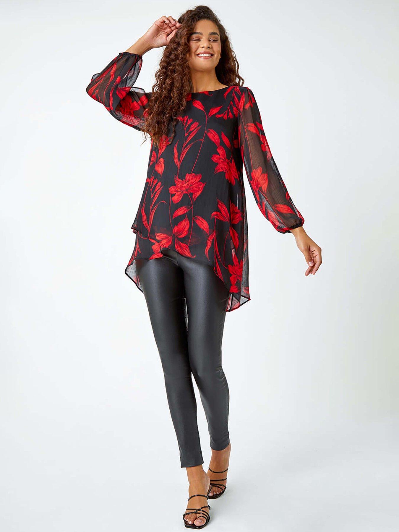 roman-floral-chiffon-layered-tunic-top-redback