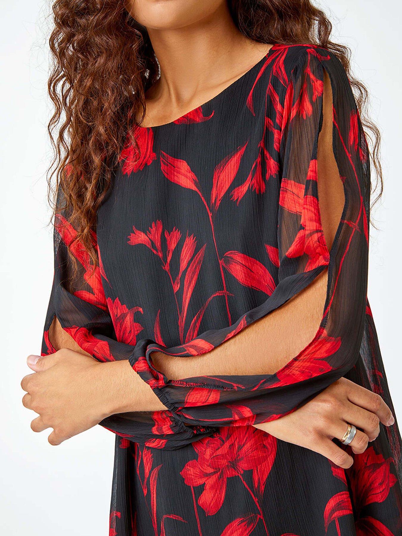 roman-floral-chiffon-layered-tunic-top-reddetail