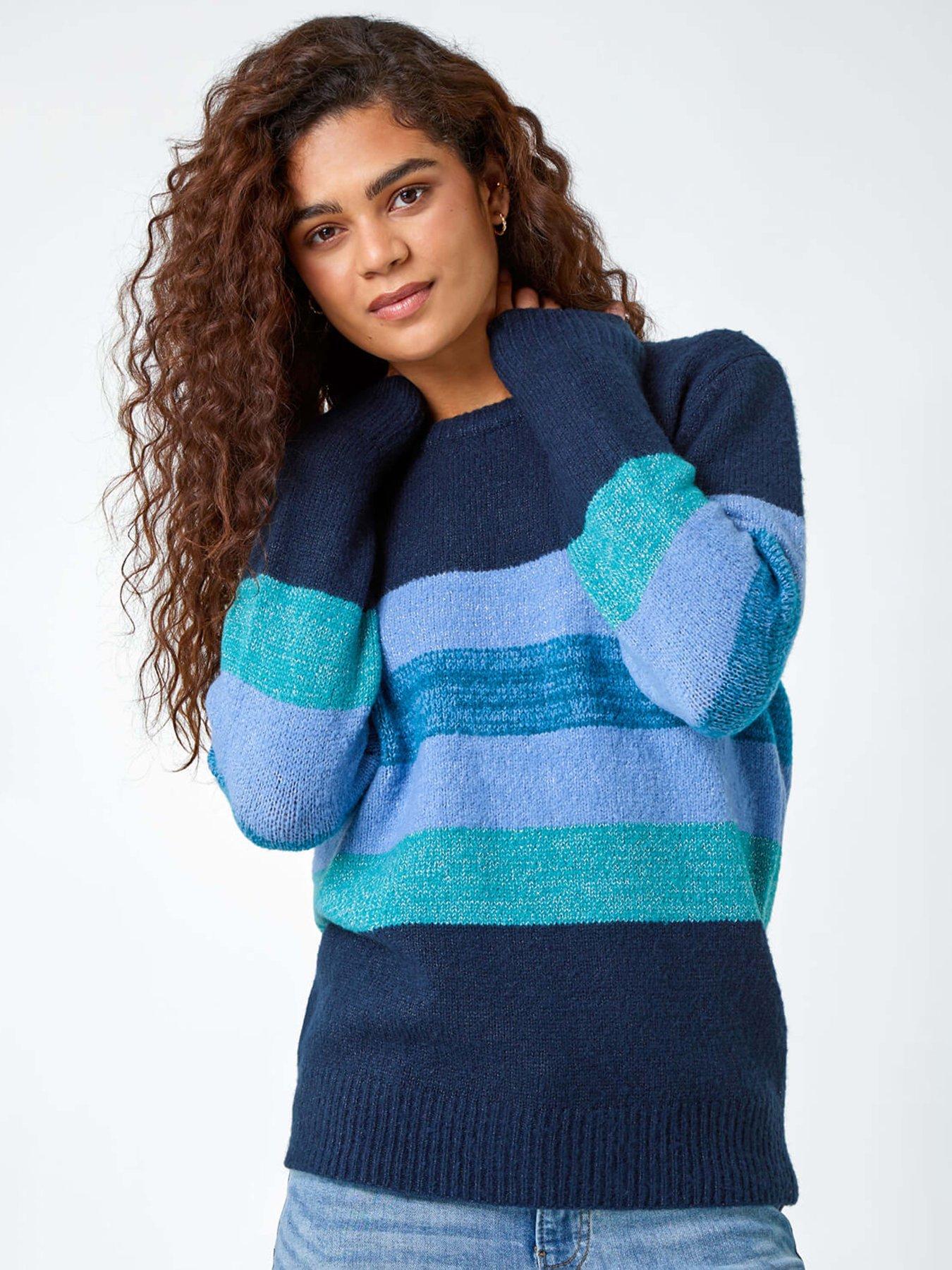 Roman Shimmer Stripe Stretch Jumper - Blue