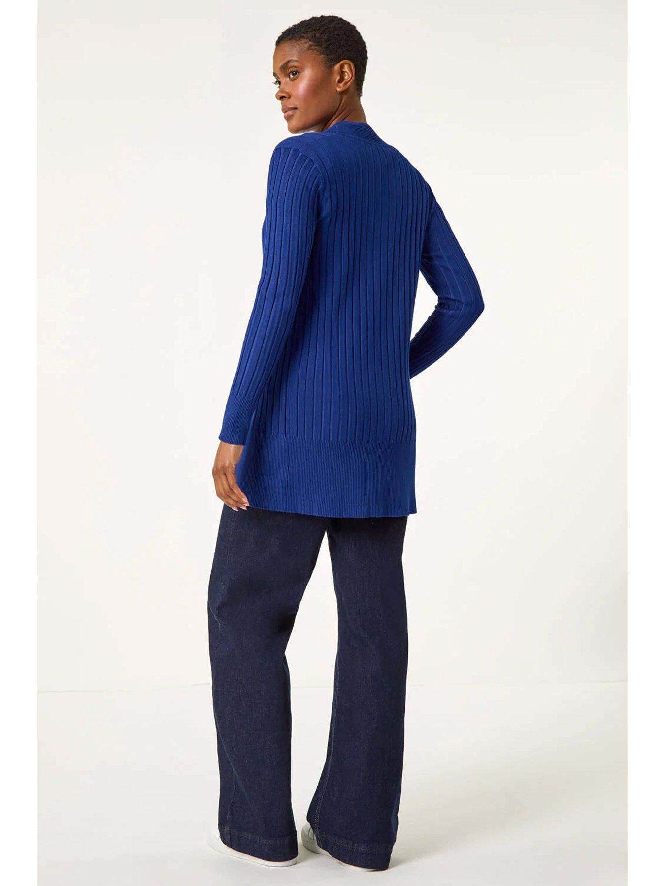 roman-longline-stretch-ribbed-cardigan-royal-bluestillFront