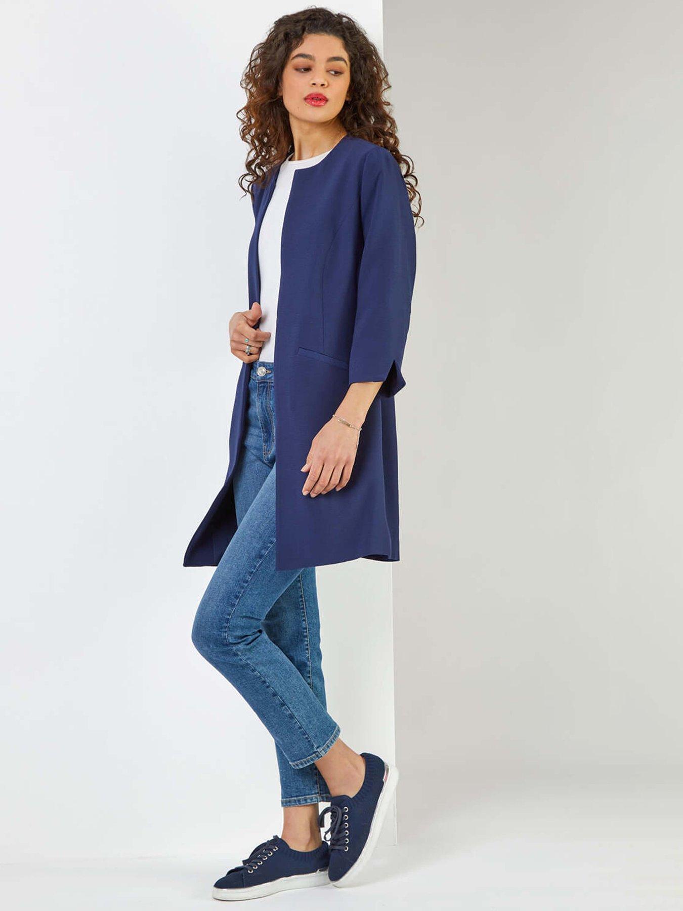 roman-34-sleeve-textured-longline-jacket-navyback