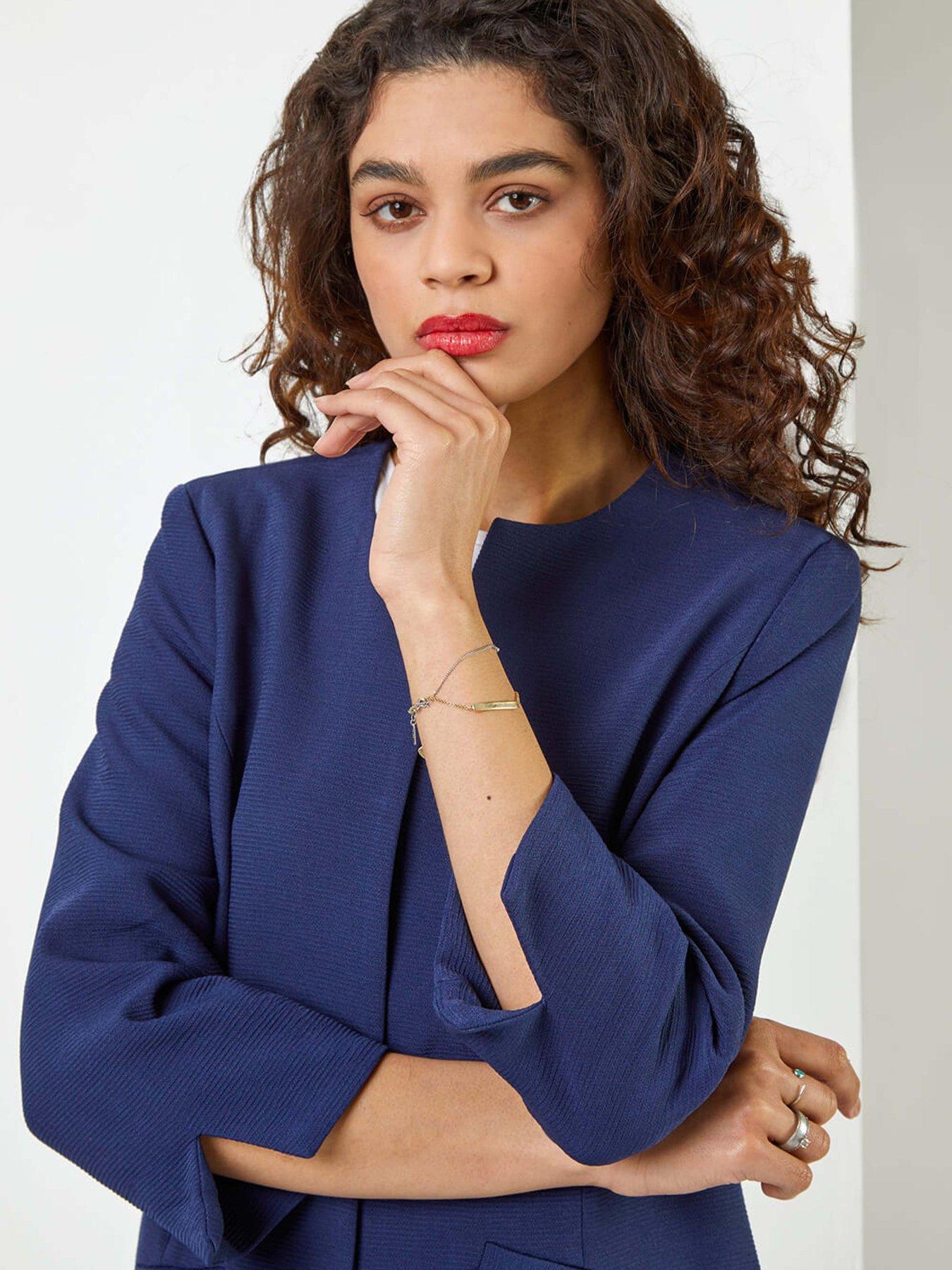 roman-34-sleeve-textured-longline-jacket-navyoutfit