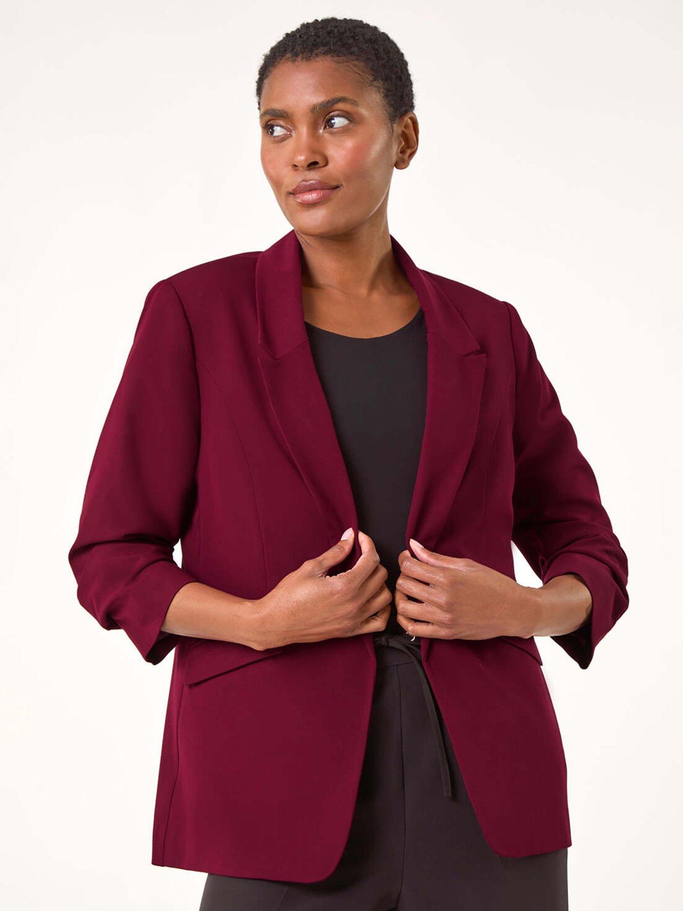 roman-ruched-sleeve-blazer-winefront