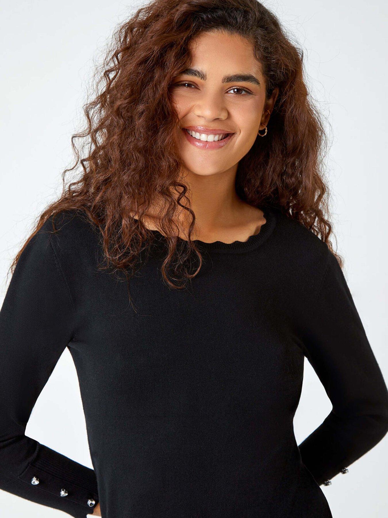 roman-diamante-button-scallop-edge-jumper-blackdetail
