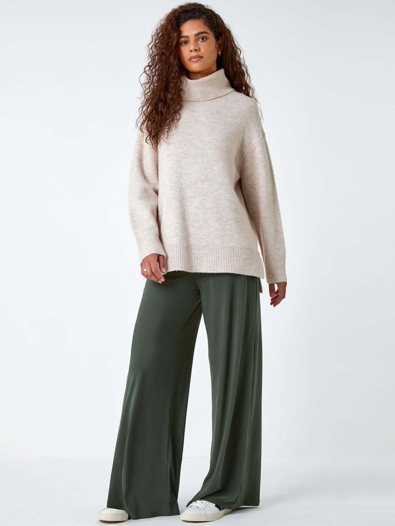 roman-wide-leg-stretch-trousers-khakidetail