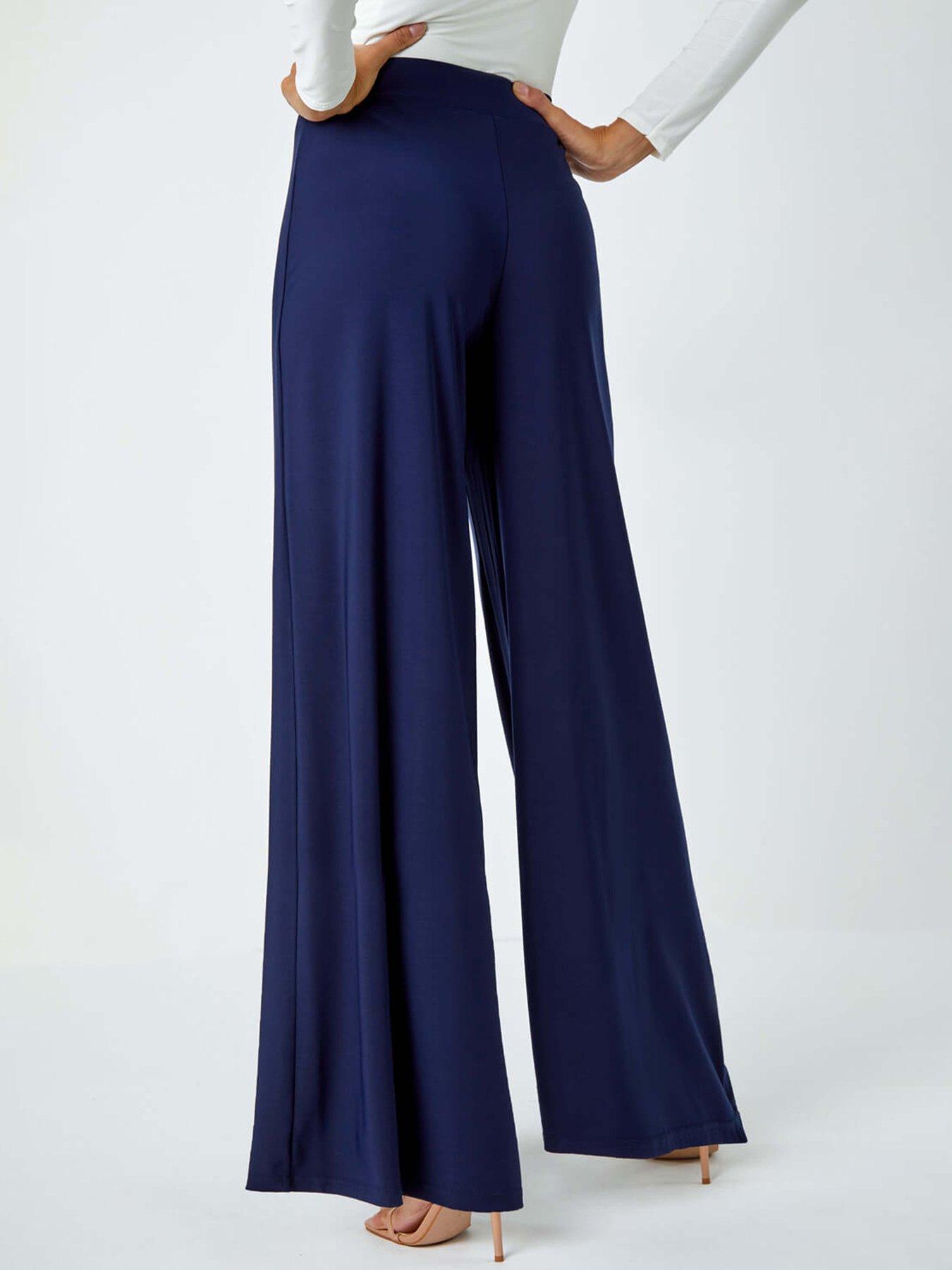 Image 2 of 5 of Roman Wide Leg Stretch Trousers - Navy