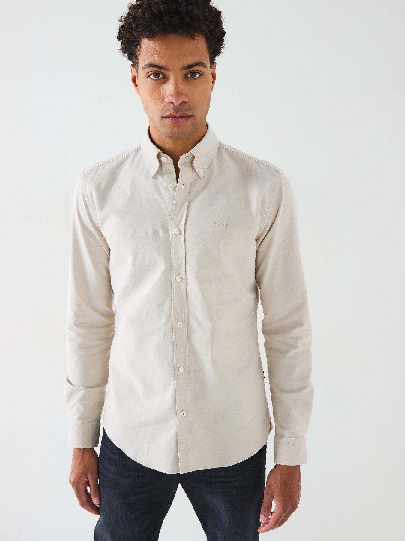 boss-roan-slim-fit-button-down-logo-washed-oxford-shirt-beige