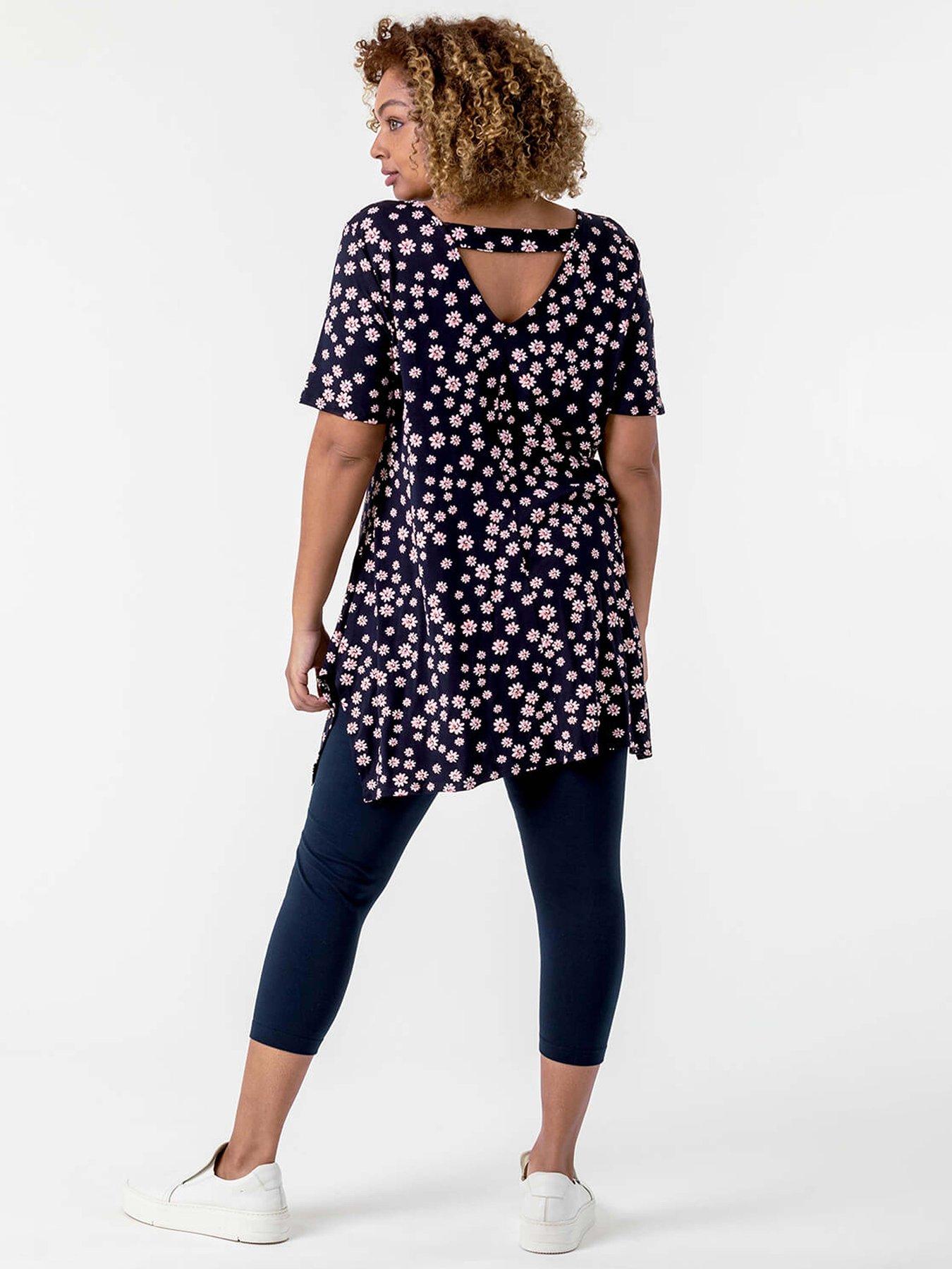 Image 2 of 5 of Roman Curve Plain Cropped Leggings - Navy