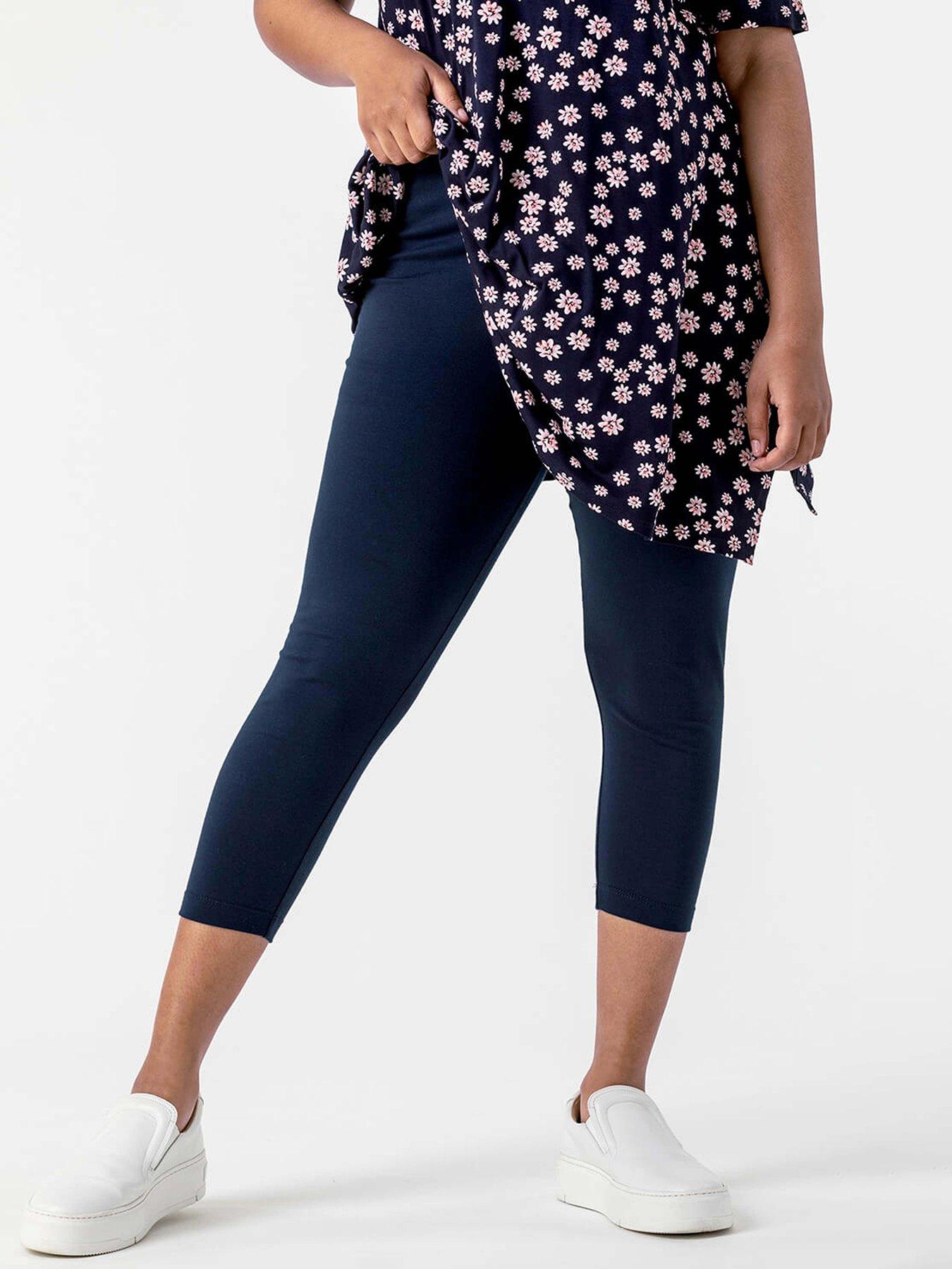 Image 3 of 5 of Roman Curve Plain Cropped Leggings - Navy