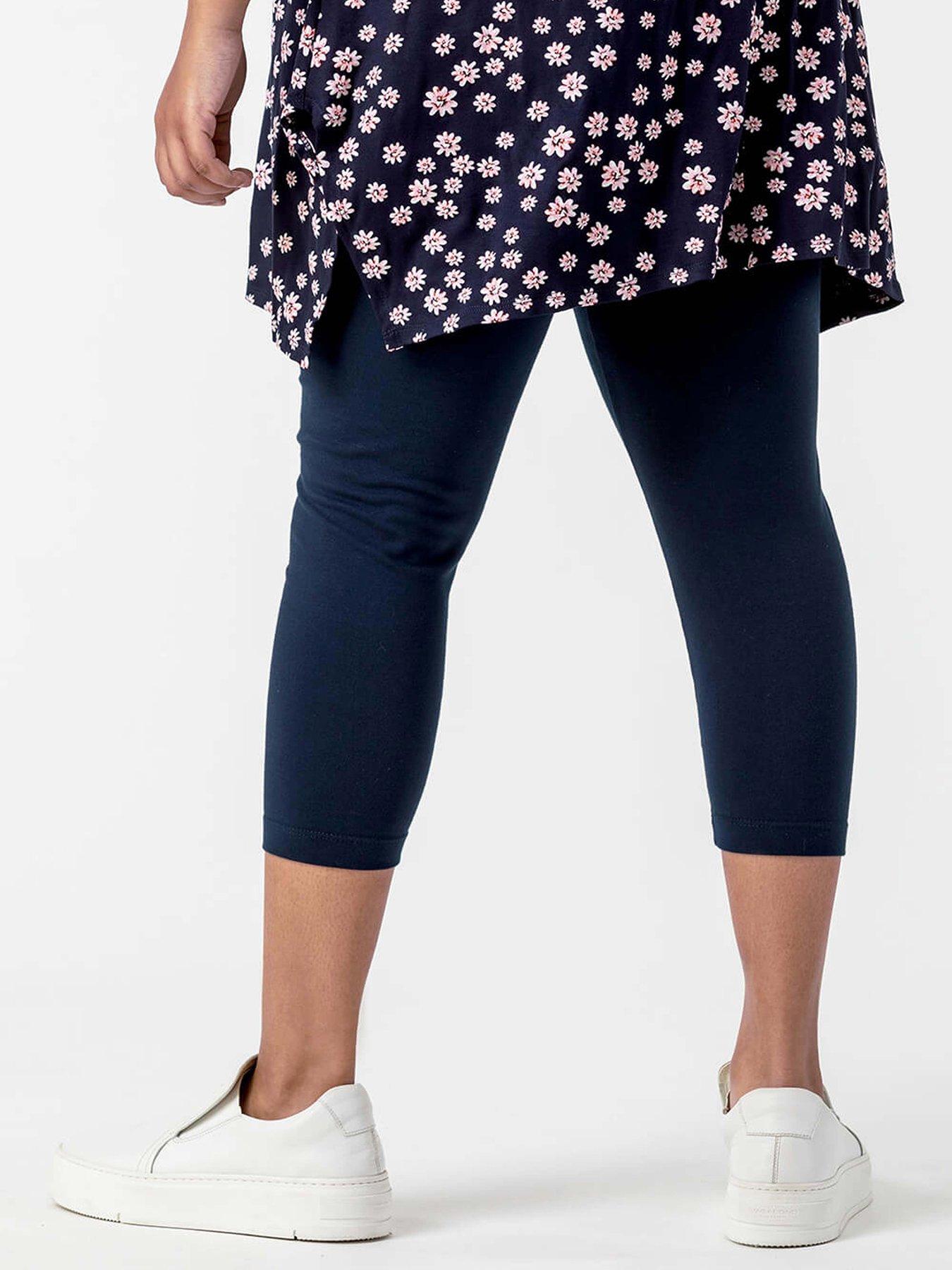 Image 4 of 5 of Roman Curve Plain Cropped Leggings - Navy