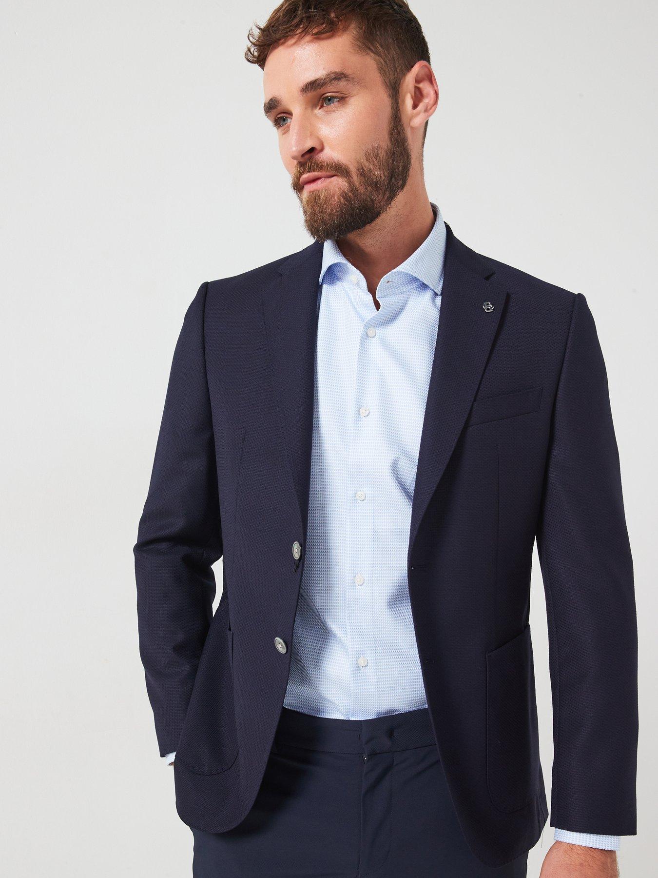undefined Boss H-janson-233 Regular Fit Patch Pocket Blazer - Navy