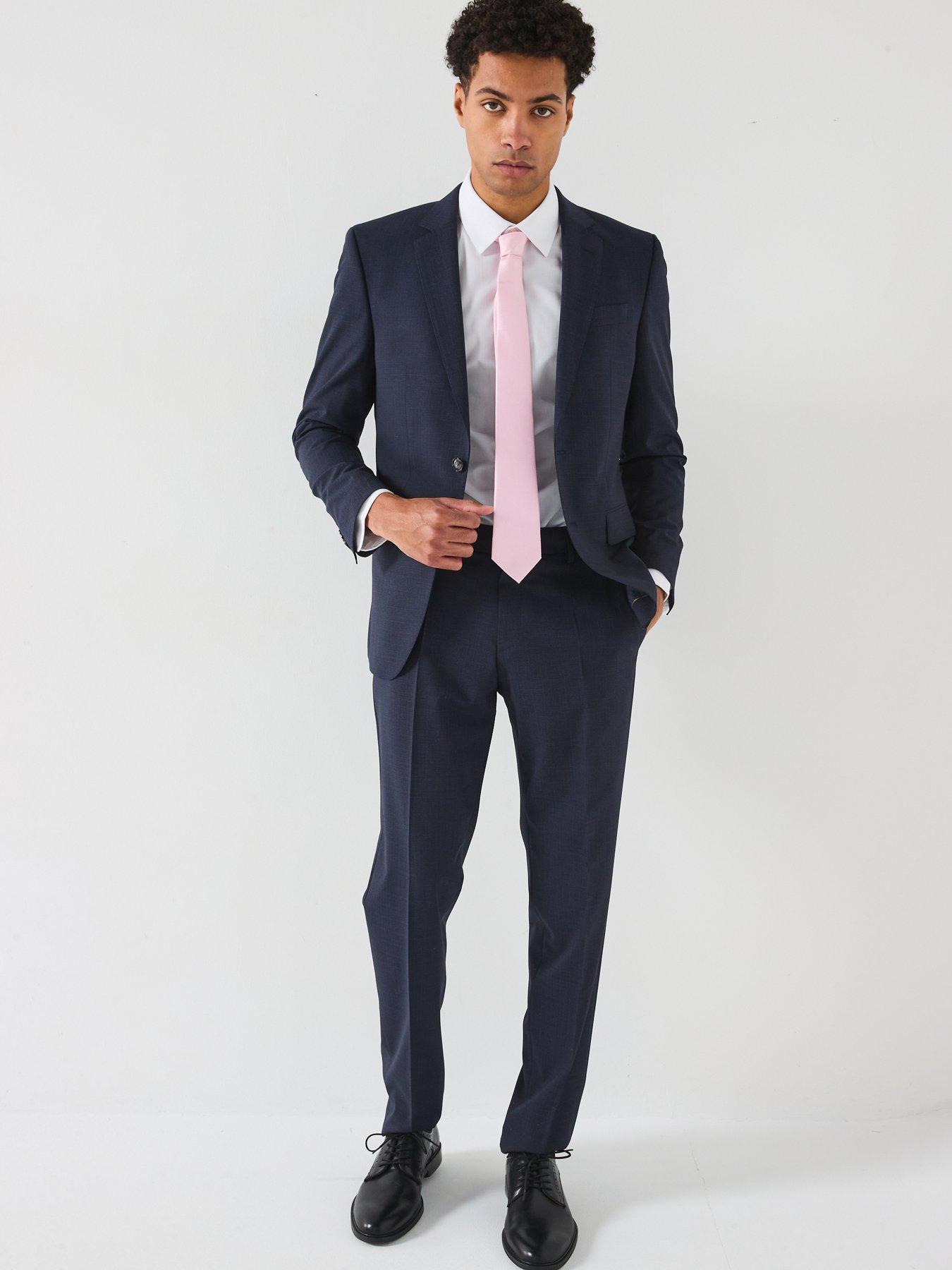 undefined Boss H-huge 224 Slim Fit Pindot 2 Piece Suit - Navy