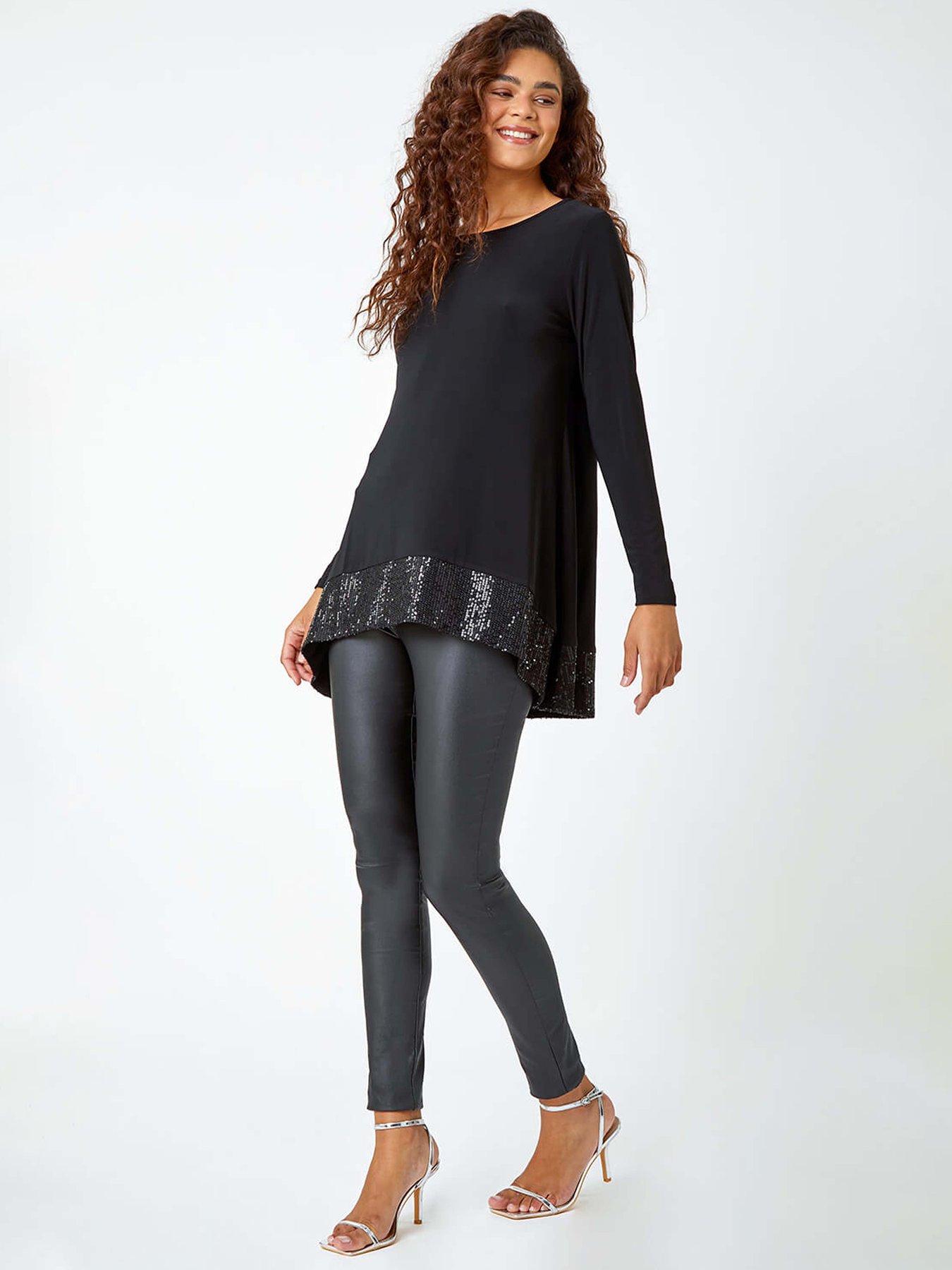 roman-sequin-hem-stretch-tunic-top-blackback