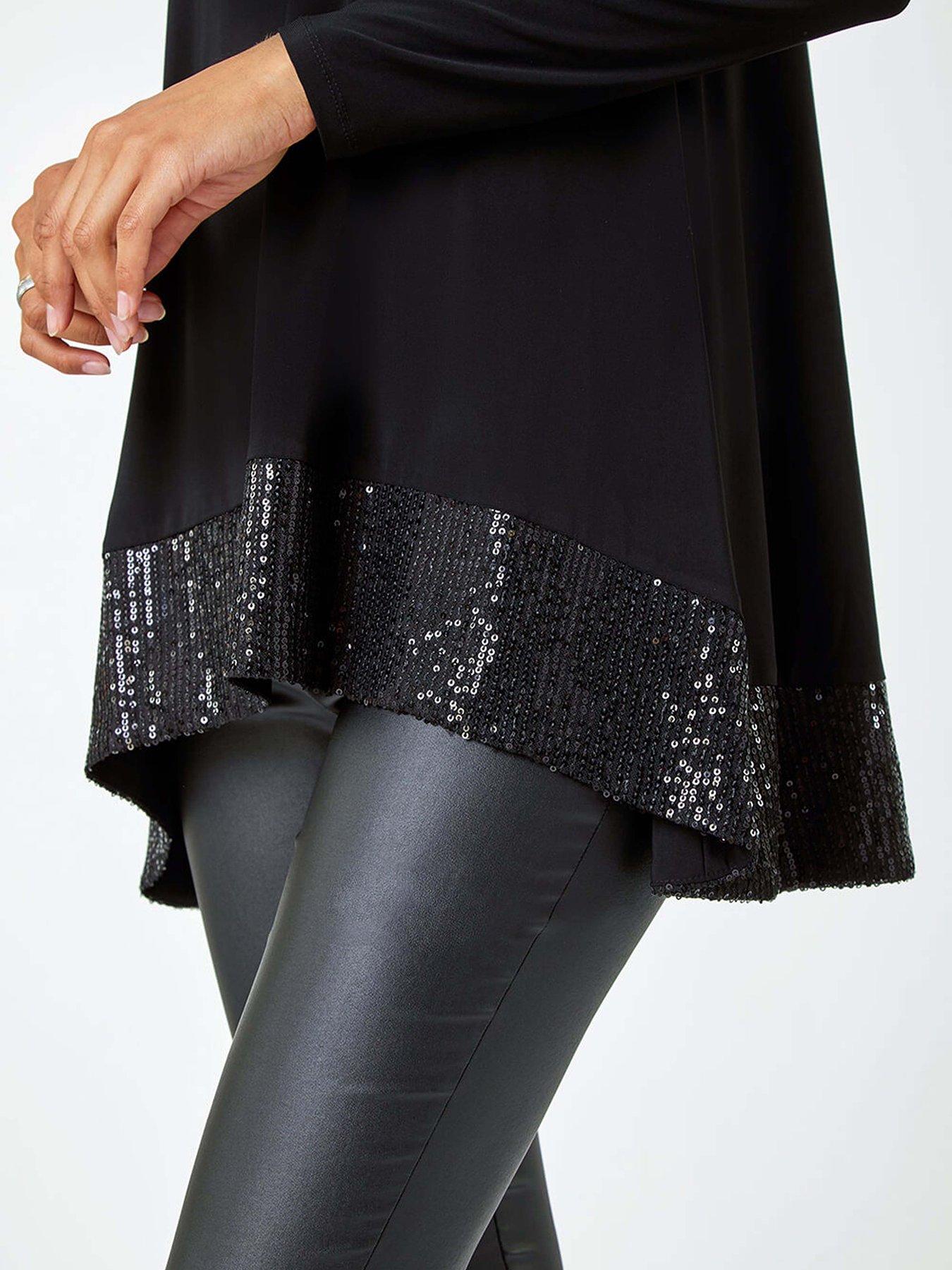 roman-sequin-hem-stretch-tunic-top-blackdetail