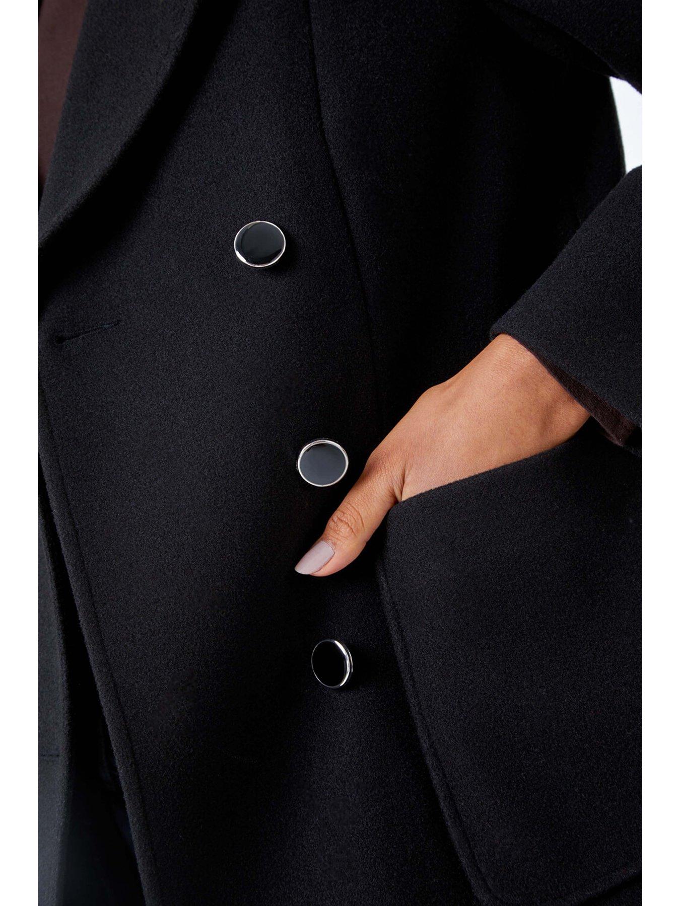 Image 5 of 5 of Roman Double Breasted Smart Coat - Black