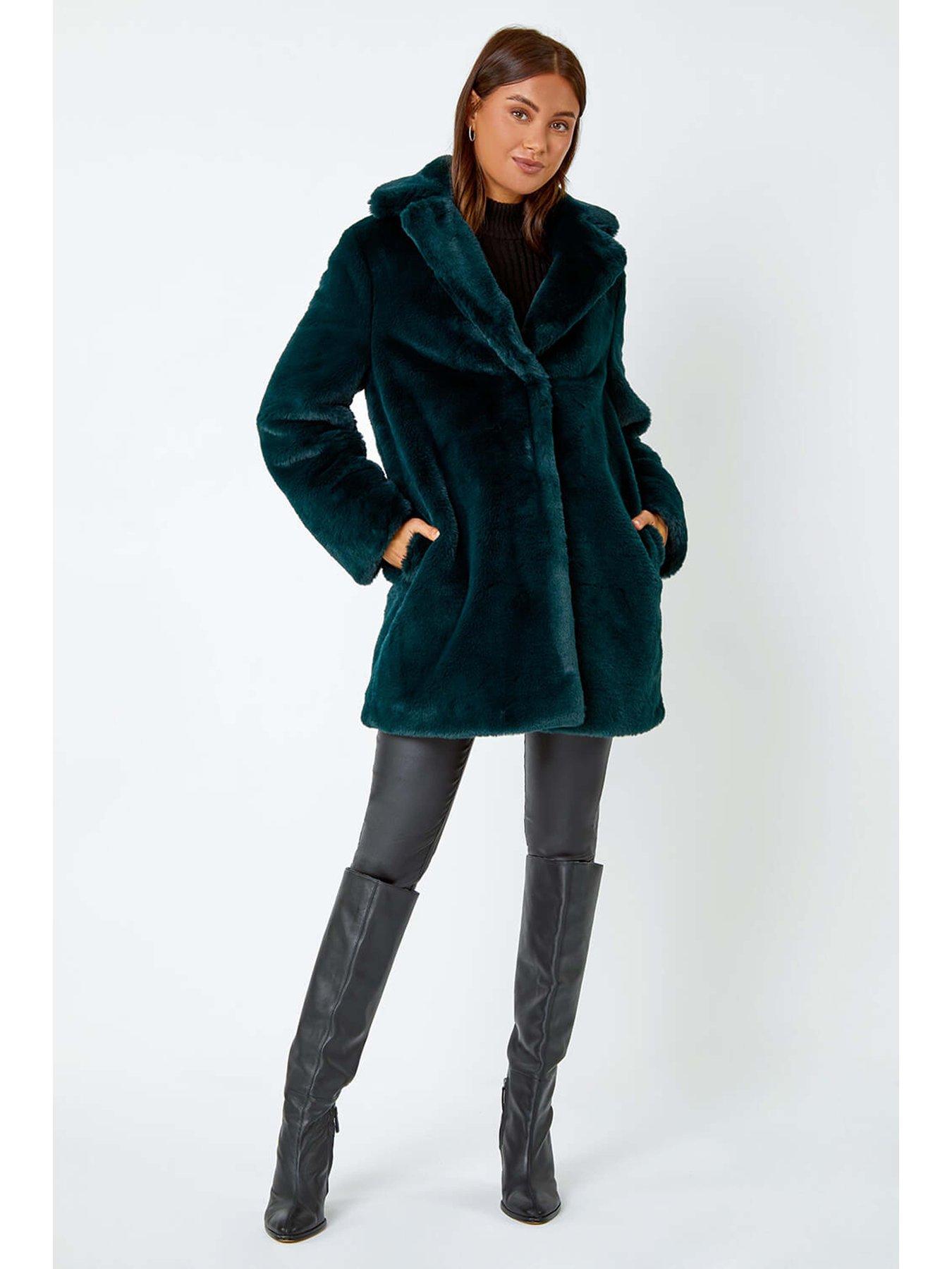 roman-faux-fur-longline-coat-emeraldstillFront