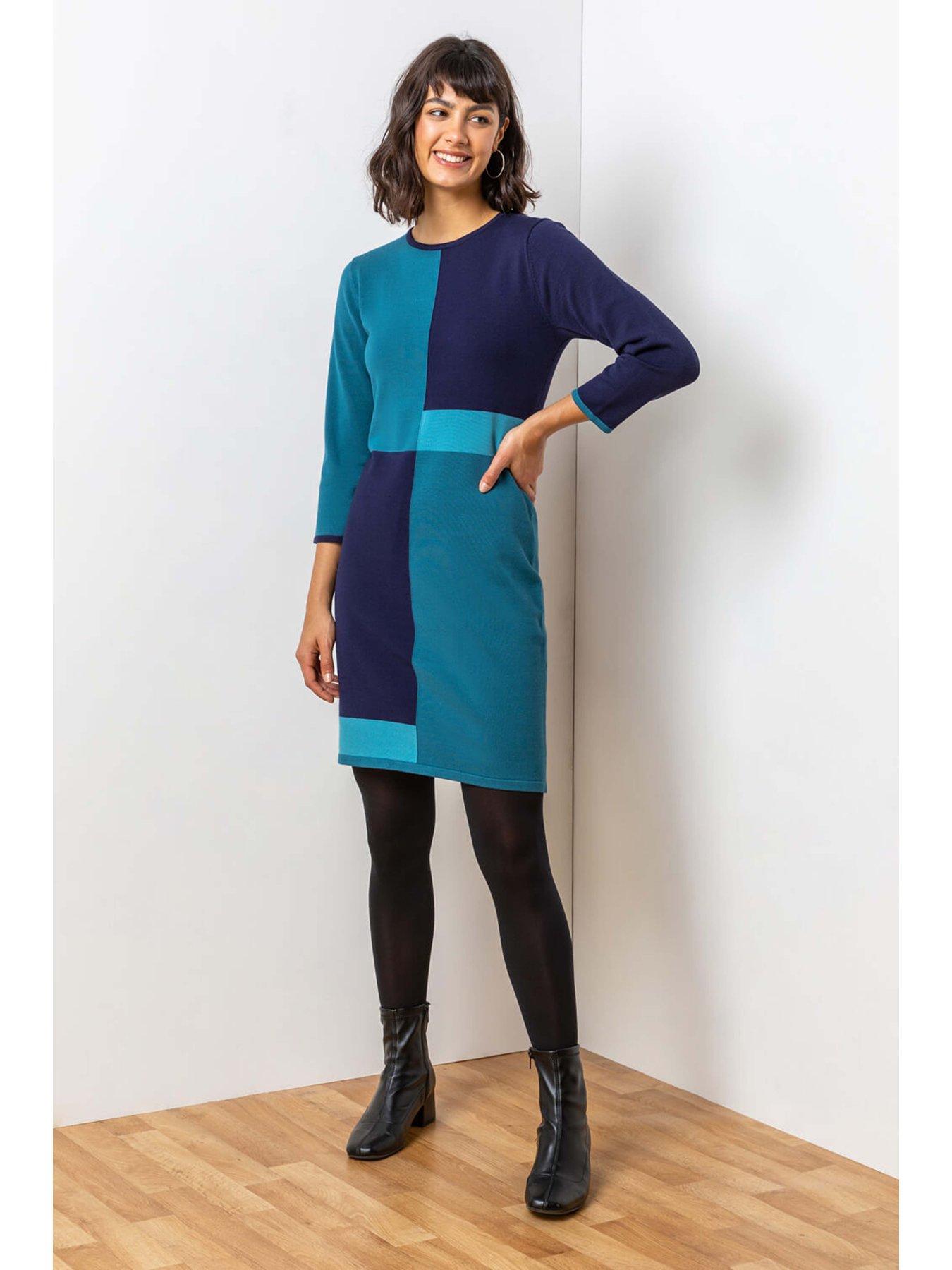 roman-colour-block-knitted-dress-blueback