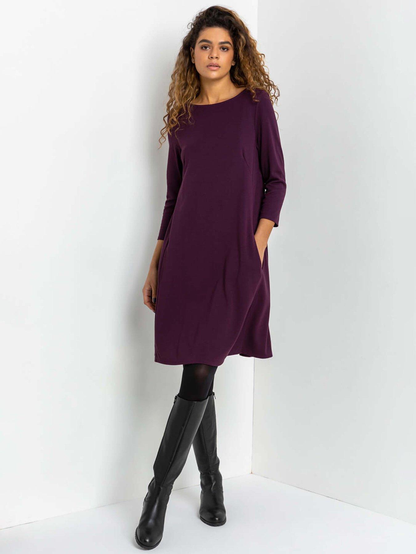 roman-a-line-pocket-detail-swing-dress-purple