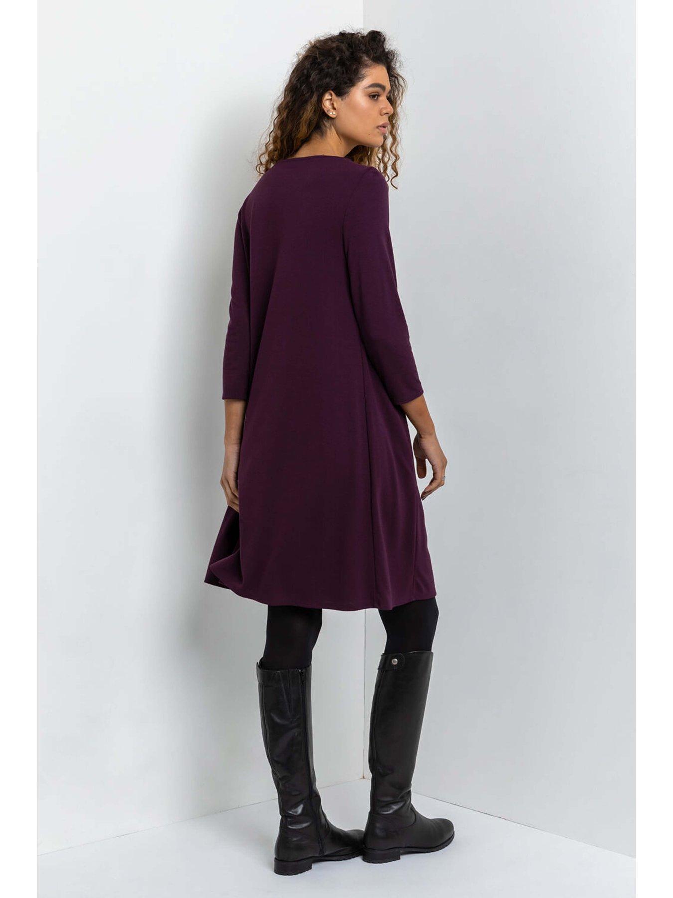 roman-a-line-pocket-detail-swing-dress-purplestillFront