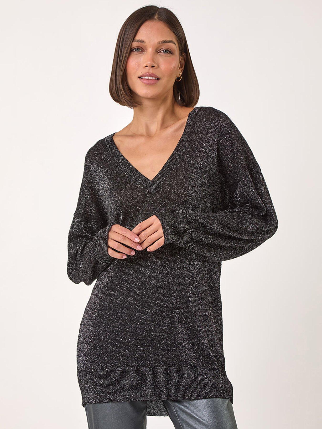 roman-relaxed-stretch-shimmer-v-neck-jumper-black