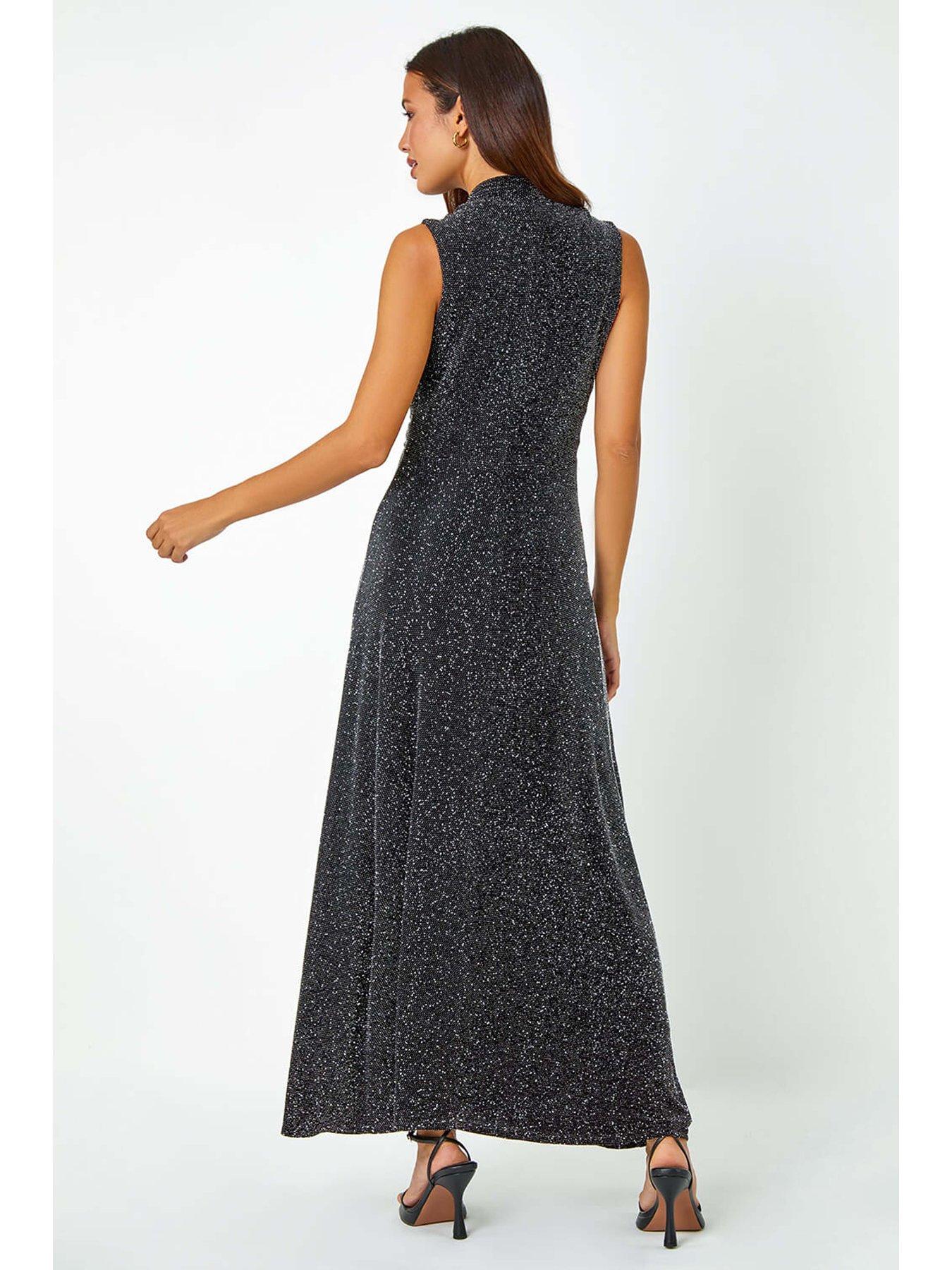 roman-shimmer-twist-detail-stretch-maxi-dress-silverstillFront