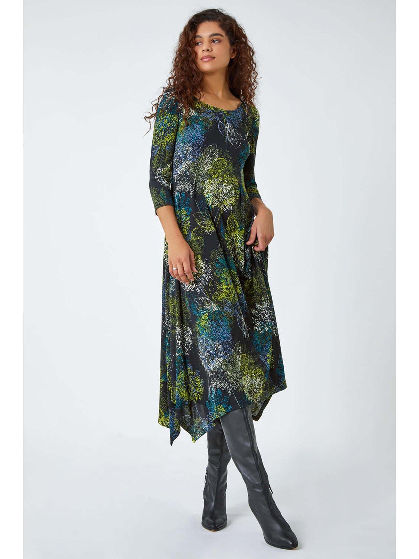 roman-floral-hanky-hem-stretch-midi-dress-greenback