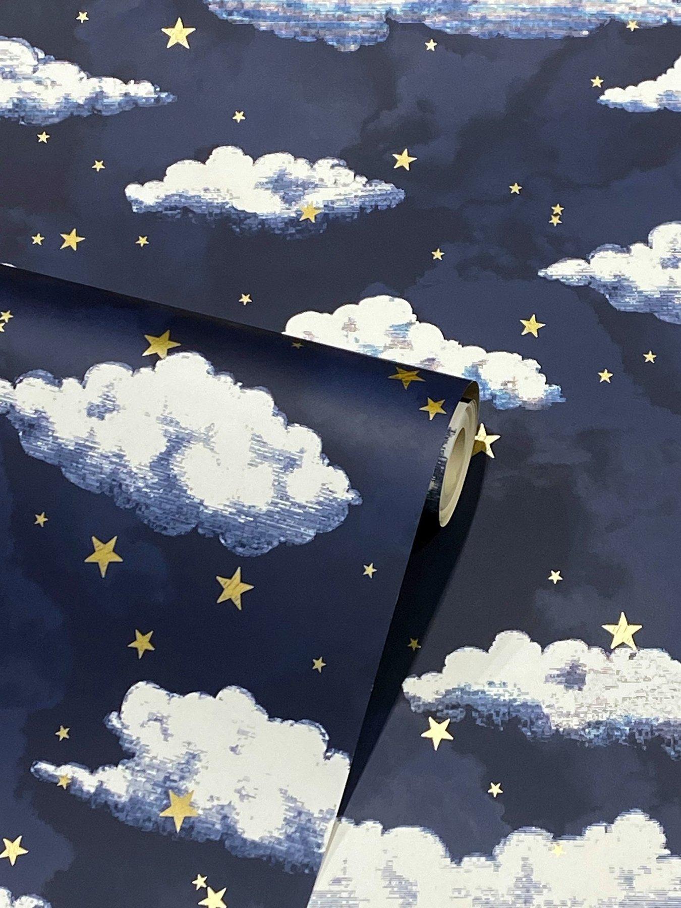 arthouse-arthouse-stars-and-clouds-navy-wallpaperback