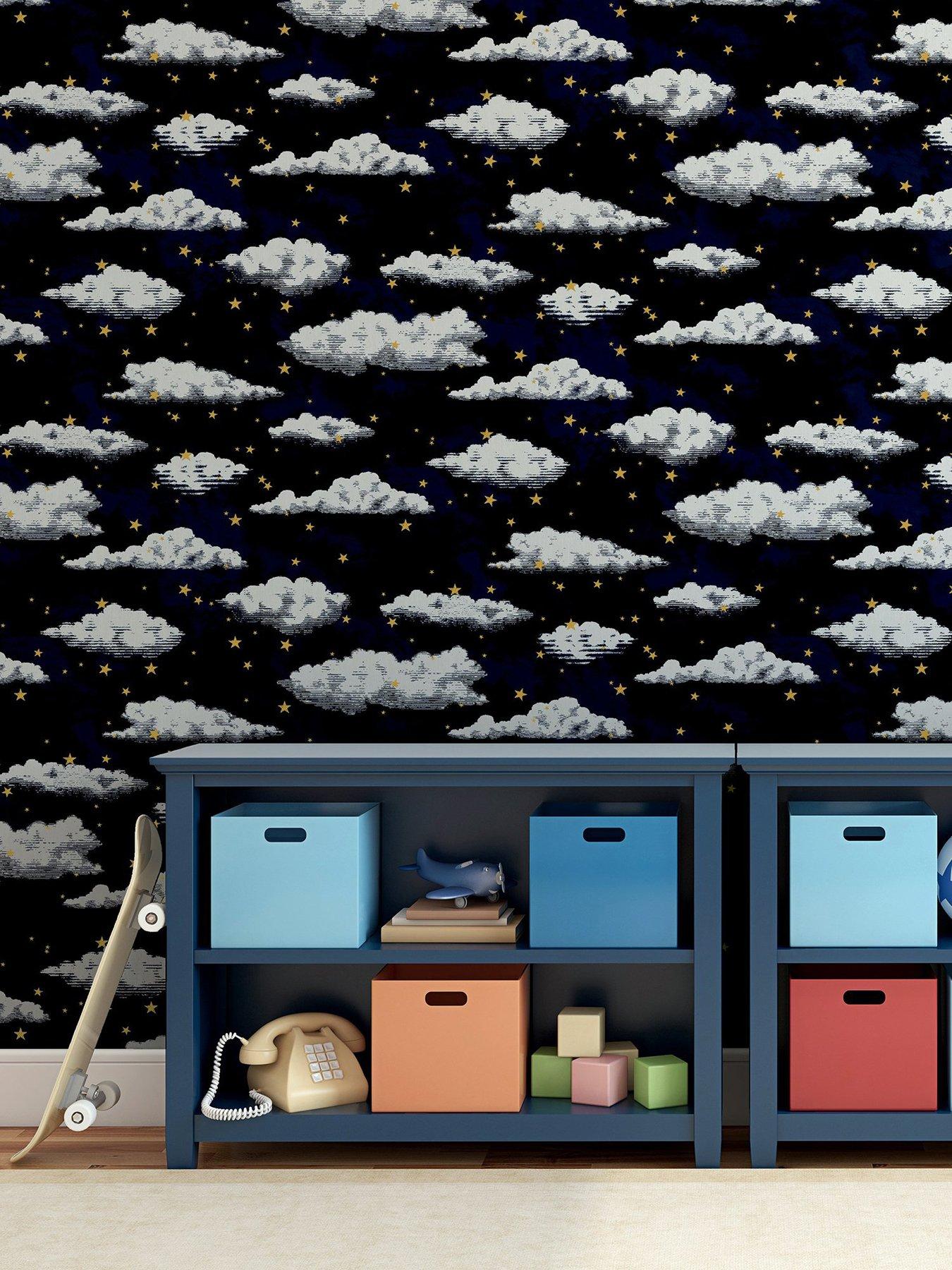 arthouse-arthouse-stars-and-clouds-navy-wallpaperoutfit