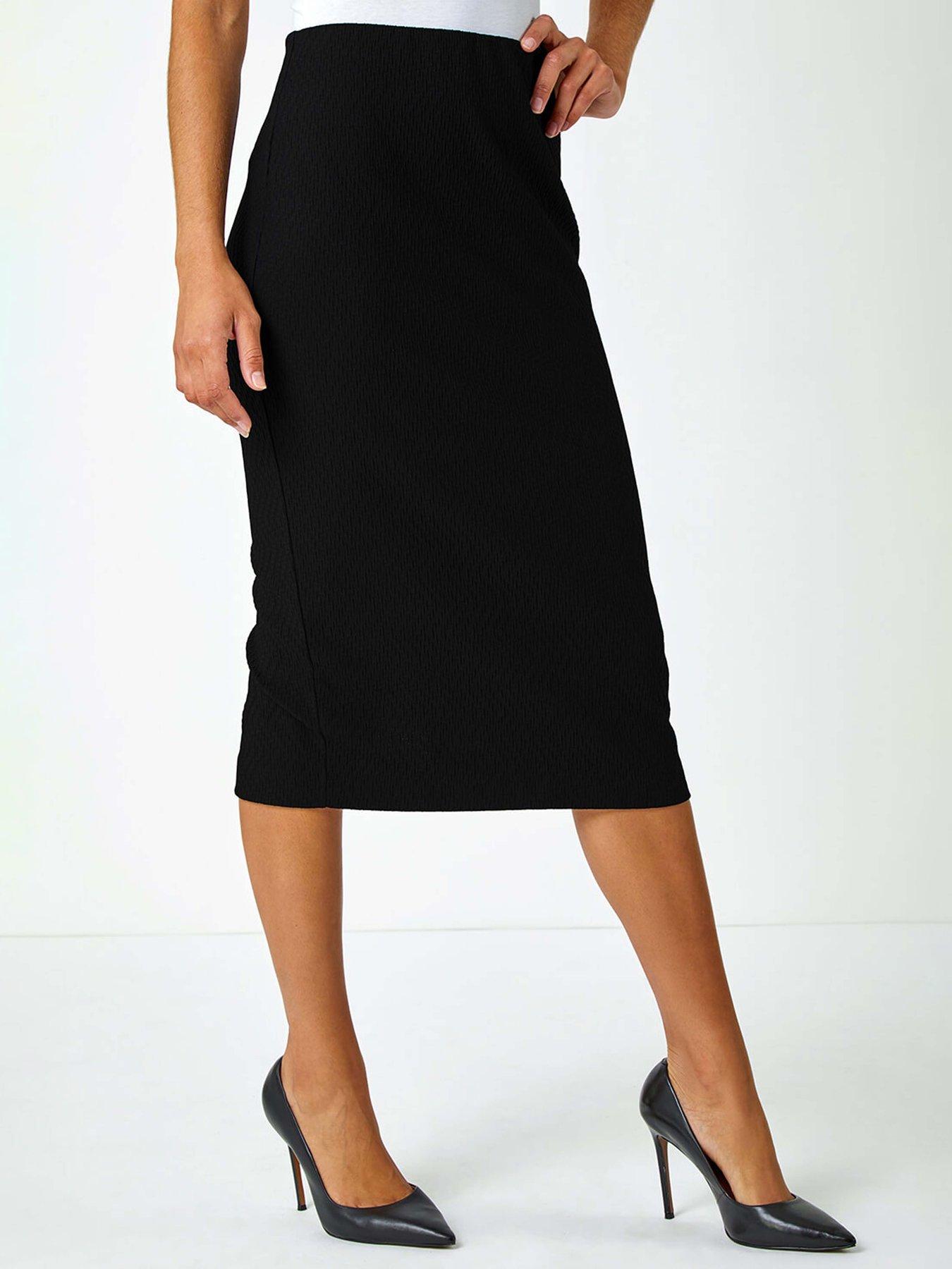 Roman Jersey Textured Pencil Skirt - Black